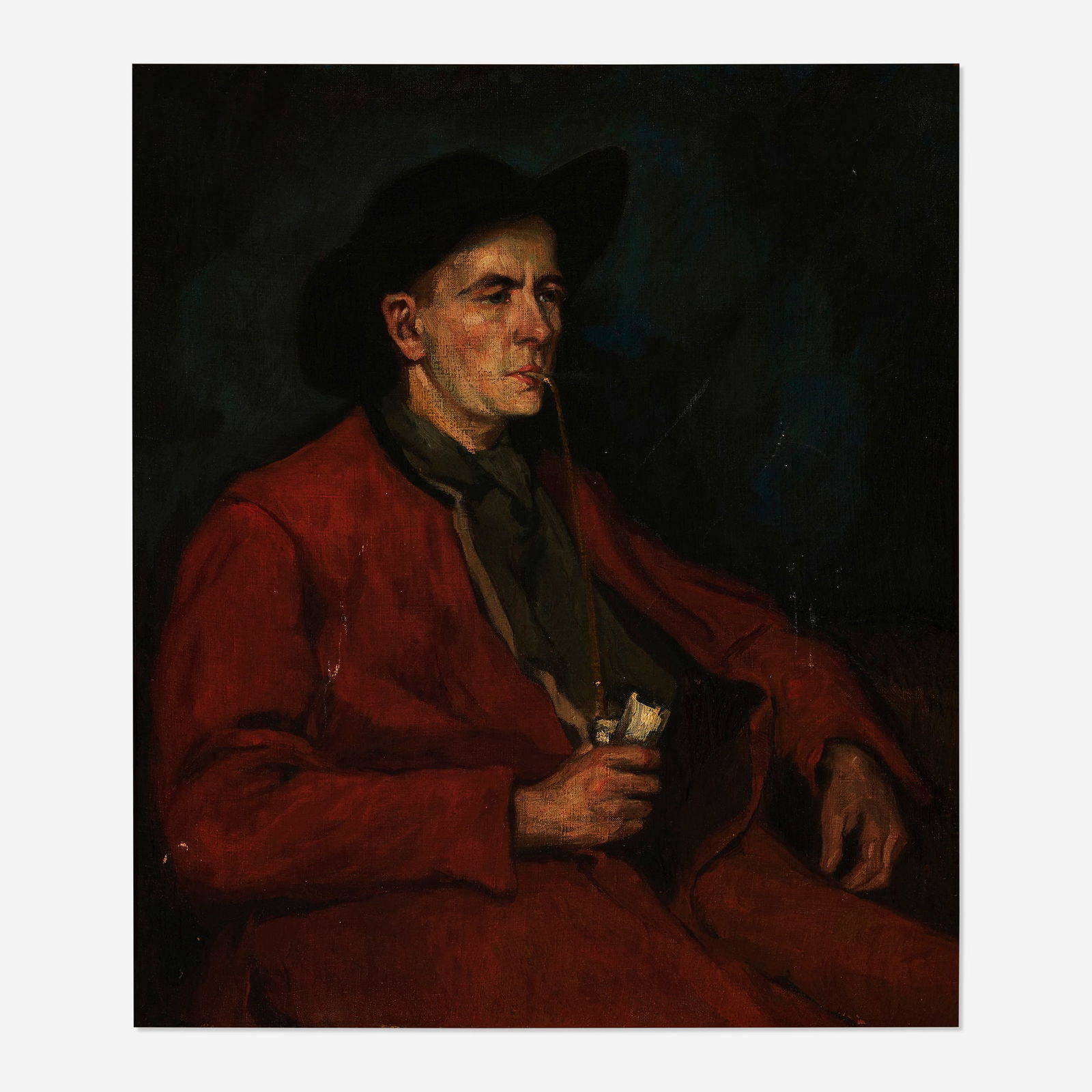 20th Century, Man in Red, Smoking a Pipe (1 of 4)