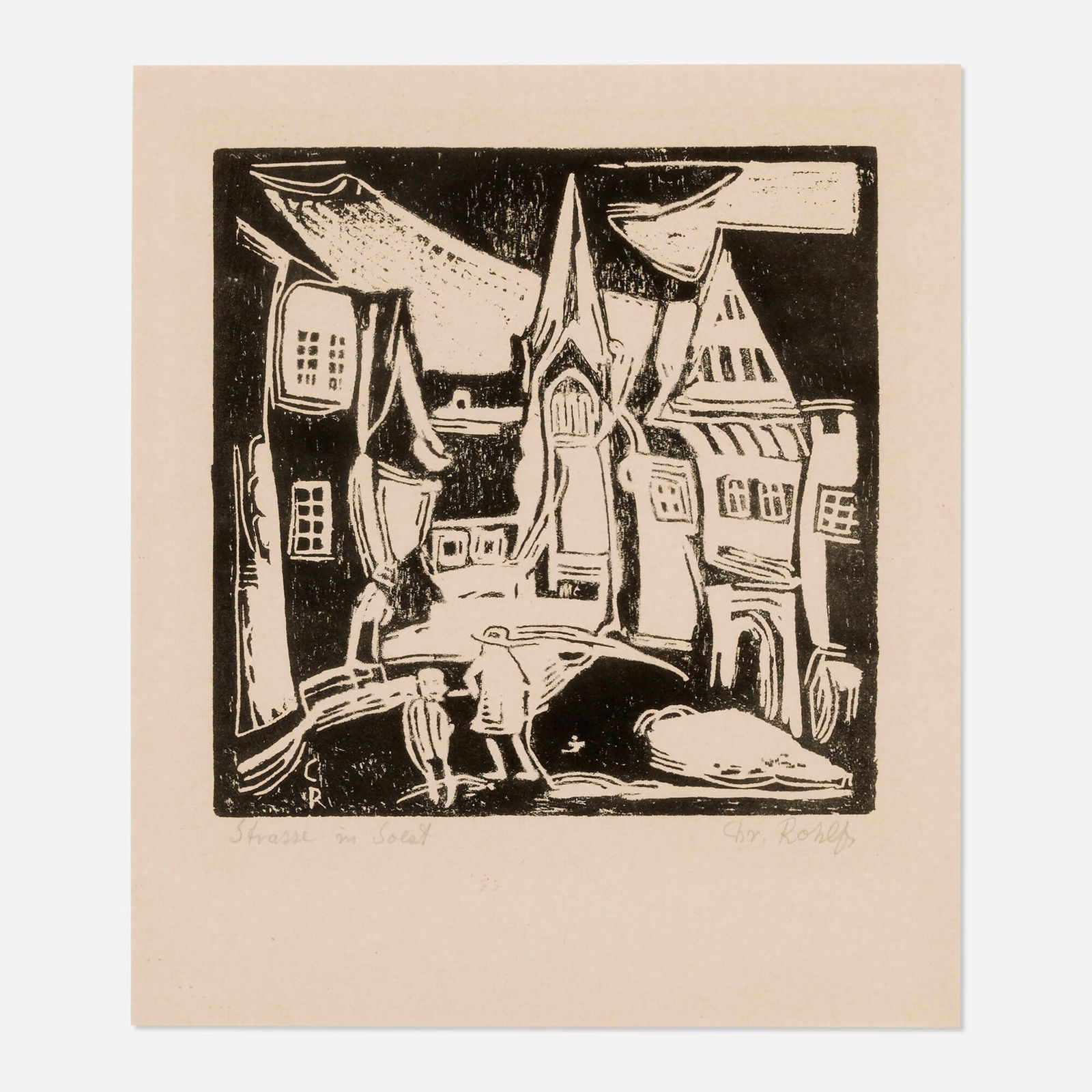 Christian Rohlfs, Strasse in Soest (from Die Schaffenden, vol. 1, no. 1): Christian Rohlfs Strasse in Soest (from Die Schaffenden, vol. 1, no. 1) 1911 / 1918linocut image: 9.375 h x 9.375 w in (24 x 24 cm) sight: 13.5 h x 11.625 w in (24 x 24 cm) Signed and title