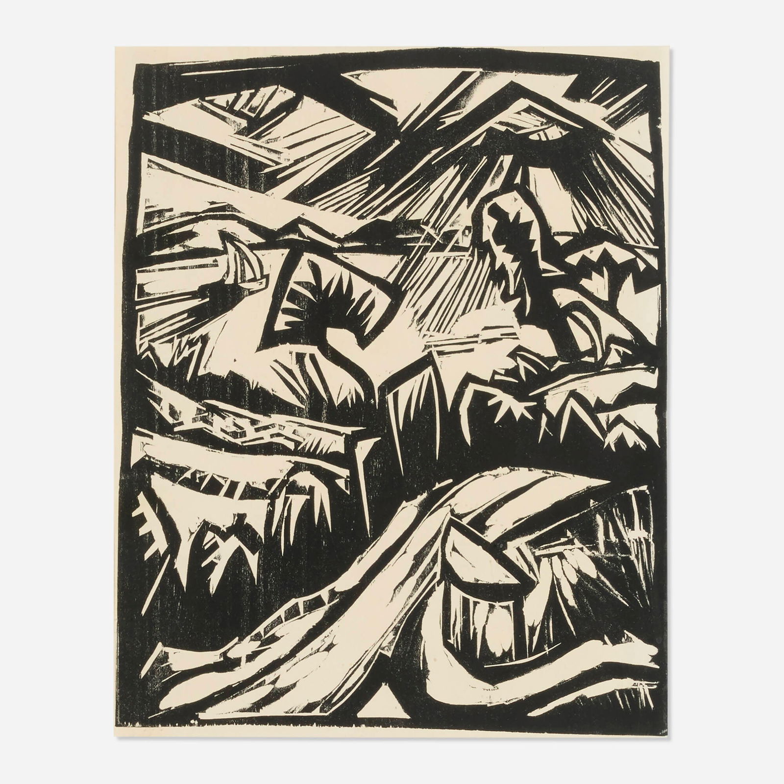 Erich Heckel, Fruhlingslandschaft (from Das Kunstblatt, vol. 2, no. 1): Erich Heckel Fruhlingslandschaft (from Das Kunstblatt, vol. 2, no. 1) 1913 / 1918woodcut sight: 10.25 h x 8.25 w in (26 x 21 cm) This work is from the edition of 1000 published by Verlag Gusta