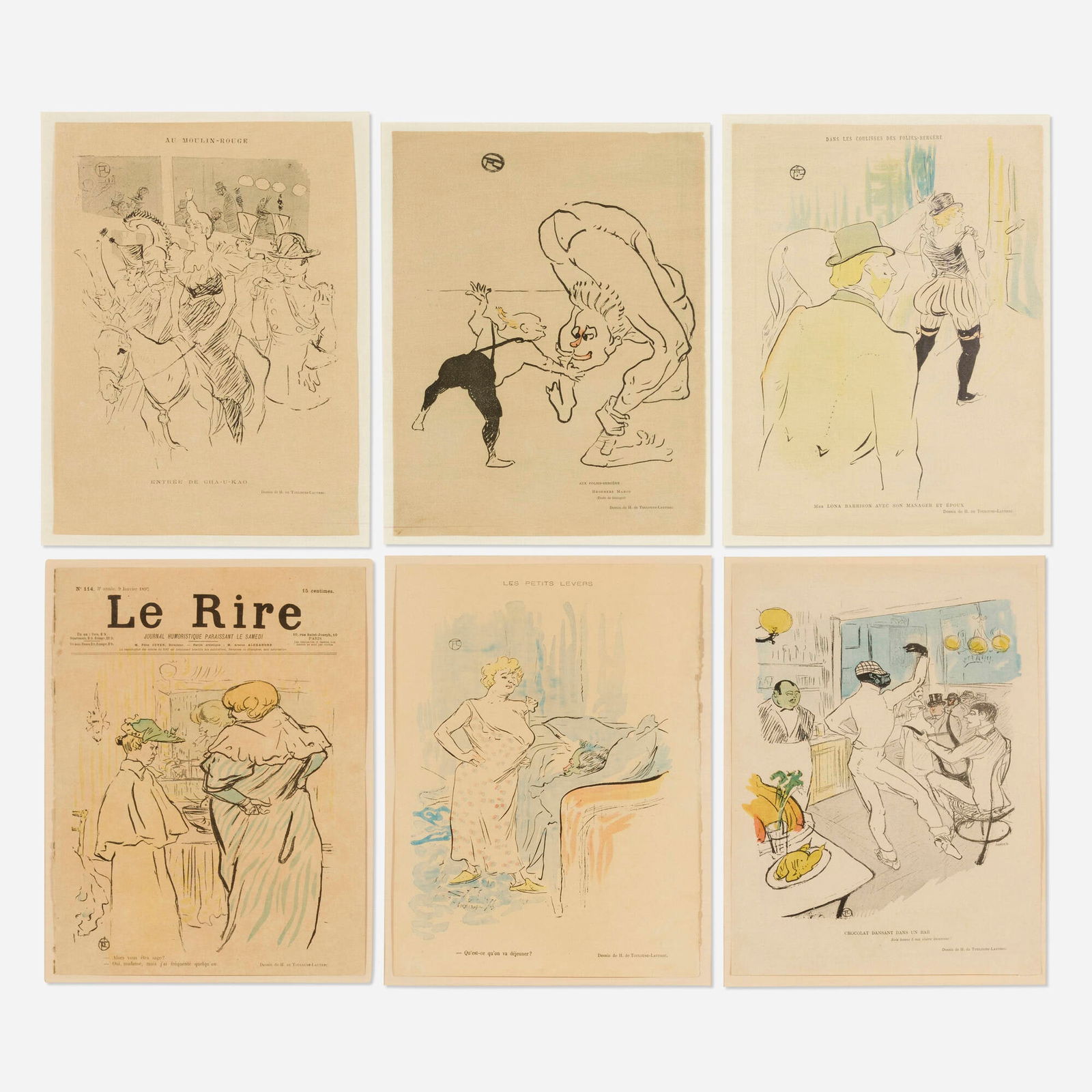 After Henri de Toulouse-Lautrec, Six cover designs for Le Rire (1 of 3)