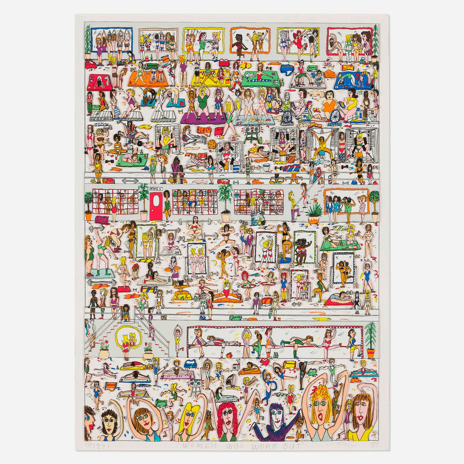 chobi　ジェームスリジィ作  \"WOMEN WHO WORK OUT\" James Rizzi Women Who Work out 1989 Hand Signed 3-D