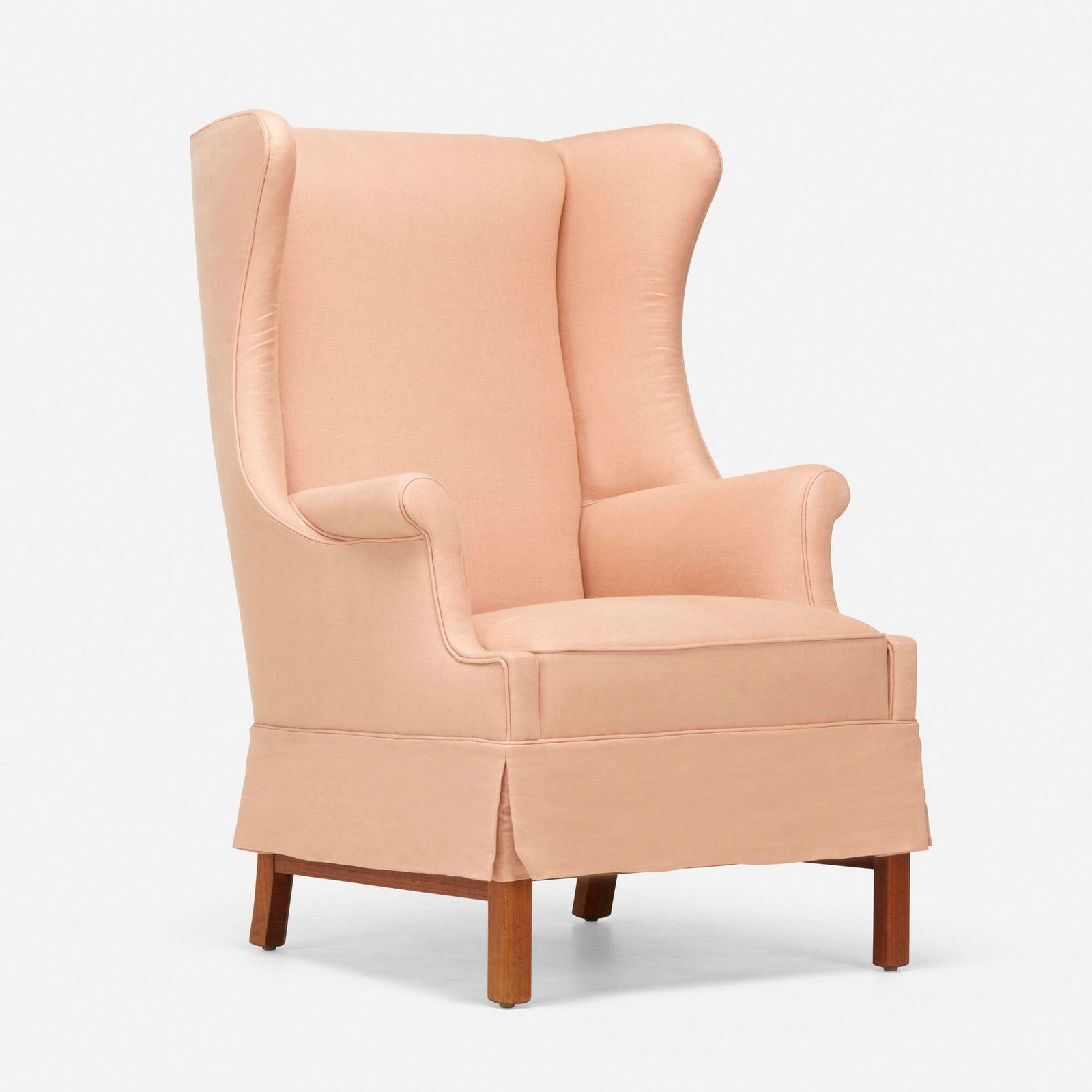 Hans Thomas Jensen, Wingback chair: Hans Thomas Jensen Wingback chair Jacob Kjaer MobelhandvaerkDenmark, 1942teak, upholstery 41.5 h x 28.5 w x 27 d in (105 x 72 x 69 cm) This work will ship from Lambertville,