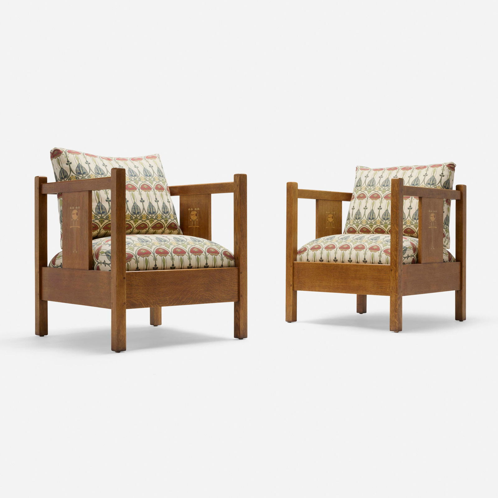 Stickley-Audi, Inlaid cube chairs, pair (1 of 5)
