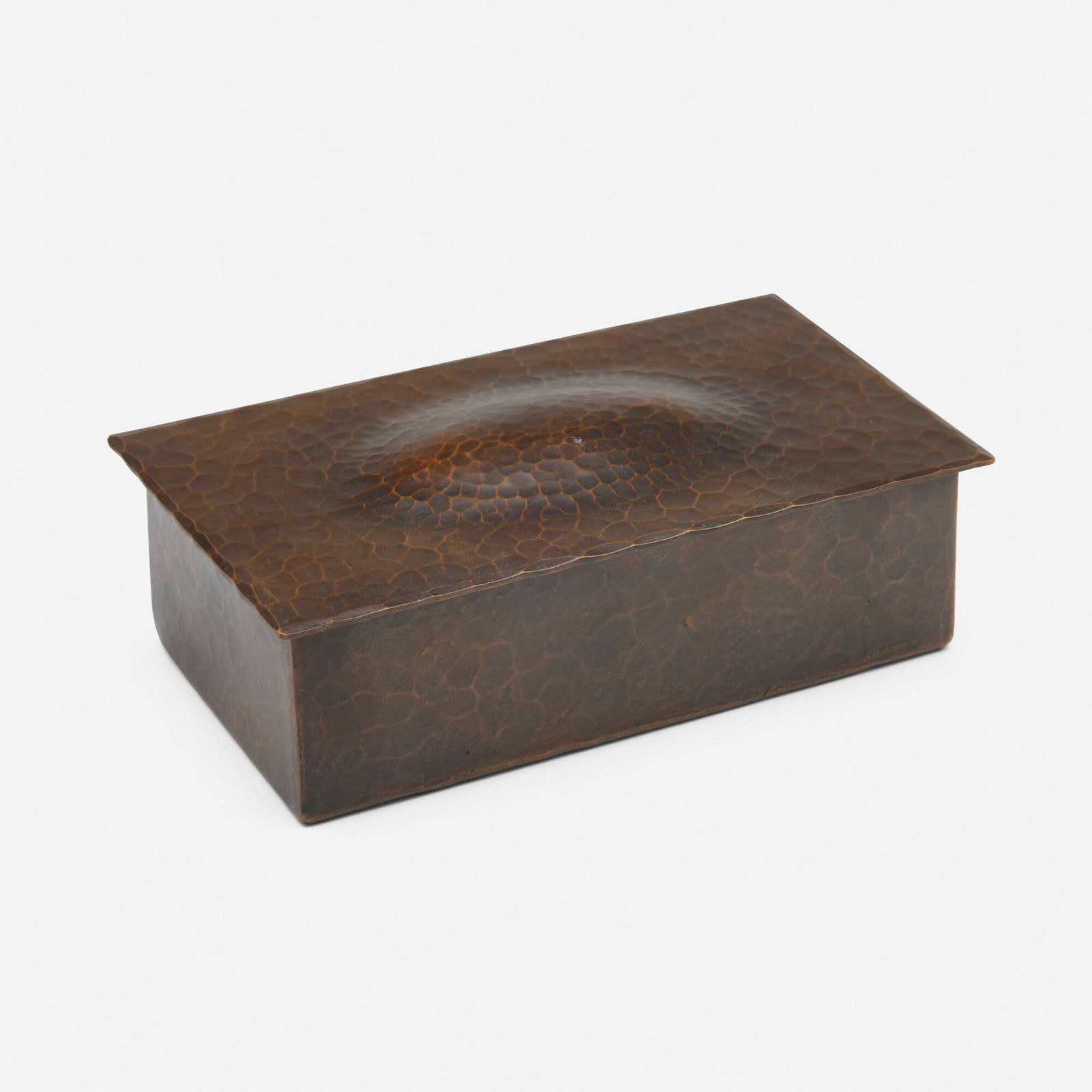 Harry St. John Dixon, Humidor: Harry St. John Dixon Humidor USA, after 1925handwrought copper, mahogany liner 2.5 h x 7.5 w x 4 d in (6 x 19 x 10 cm) Impressed signature to underside 'Harry Dixon San Francisco' with metalsm