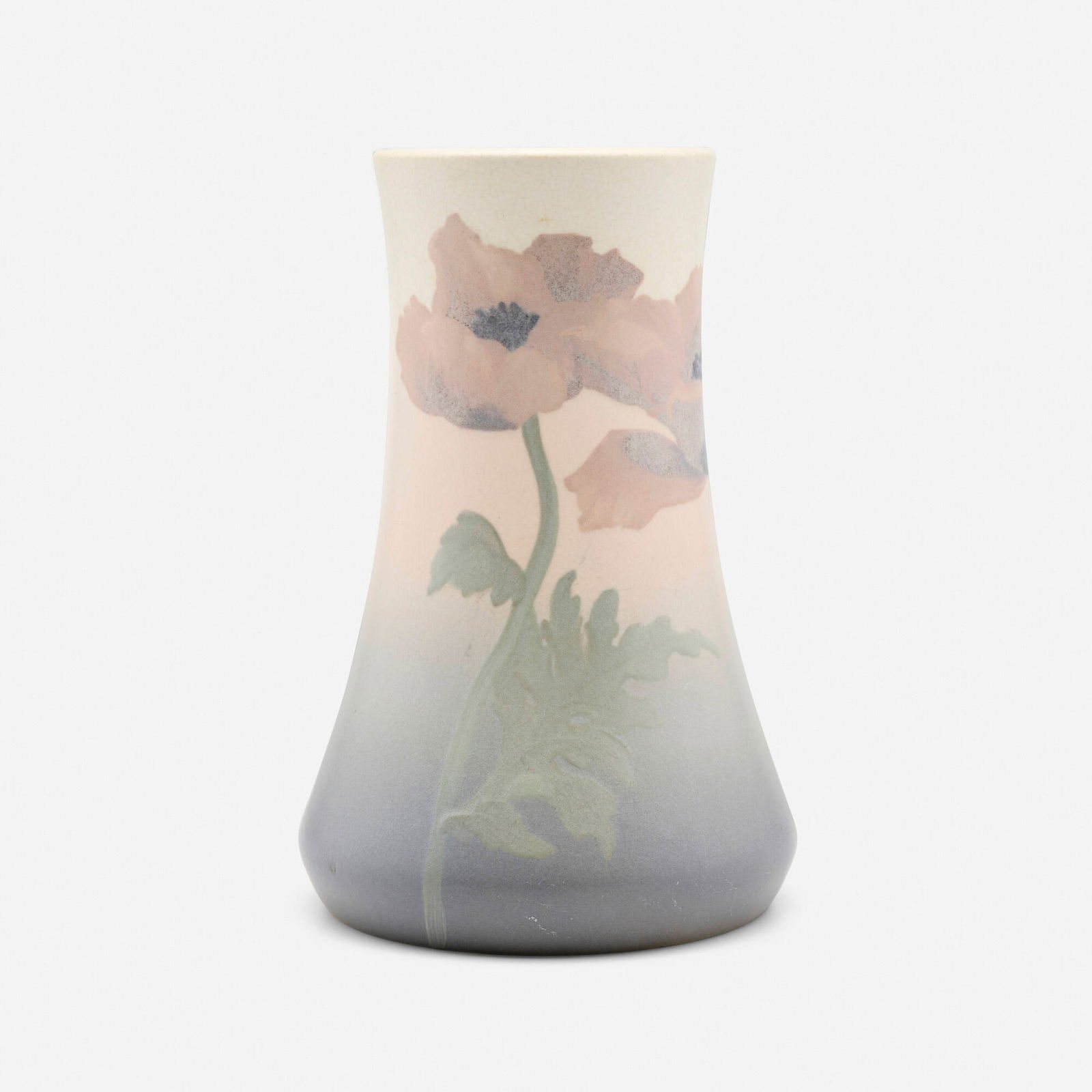 Sara Sax for Rookwood Pottery, Early Vellum vase with poppies: Sara Sax for Rookwood Pottery Early Vellum vase with poppies USA, 1904glazed earthenware 10.125 h x 6.5 dia in (26 x 17 cm) After the development phase between 1900 and 1903, the Vellum line m