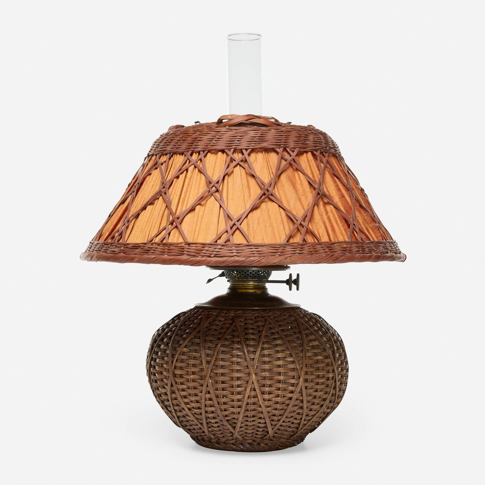 Gustav Stickley, Rare willow oil lamp, model 377 (1 of 3)