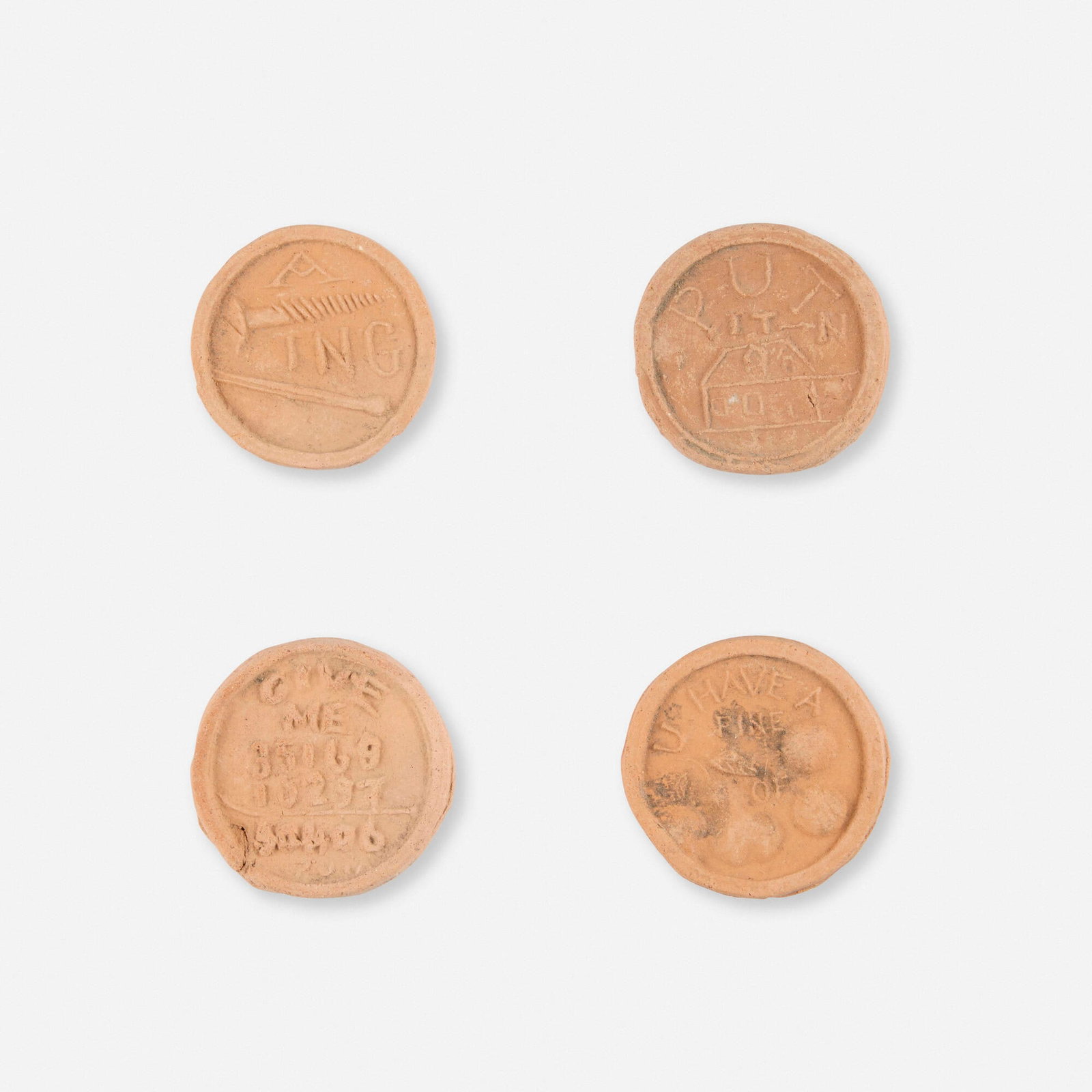 George E. Ohr, Collection of four brothel tokens (1 of 2)