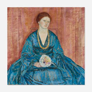 Frederick Carl Frieseke, Woman with a Blue Dress