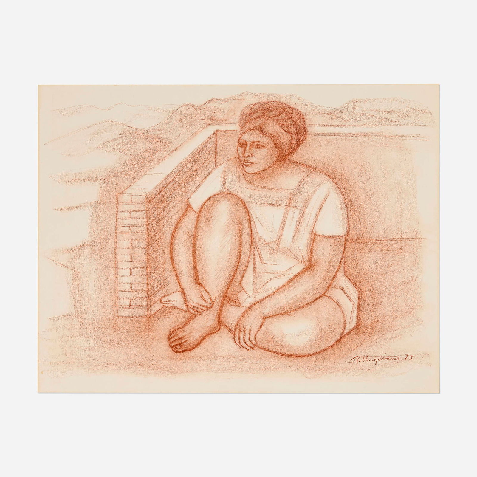 Raul Anguiano, Behind the Wall (Tras el muro): Raul Anguiano Behind the Wall (Tras el muro) 1973pastel on paper 20 h x 26 w in (51 x 66 cm) Signed and dated to lower right 'R. Anguiano 73'. Titled to verso 'Tras el muro'. Pr