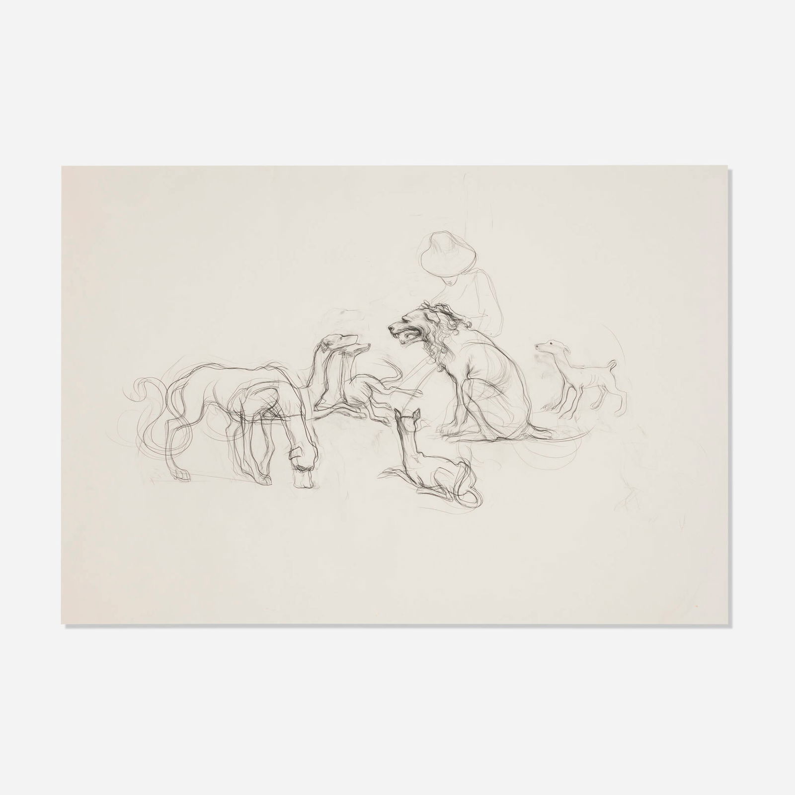 Charles Avery, Untitled (Dogs): Charles Avery Untitled (Dogs) 2004graphite on paper sight: 22 h x 32 w in (56 x 81 cm) Signed and dated to verso 'Charles Avery 2004'. Provenance: Doggerfisher, Edinbur