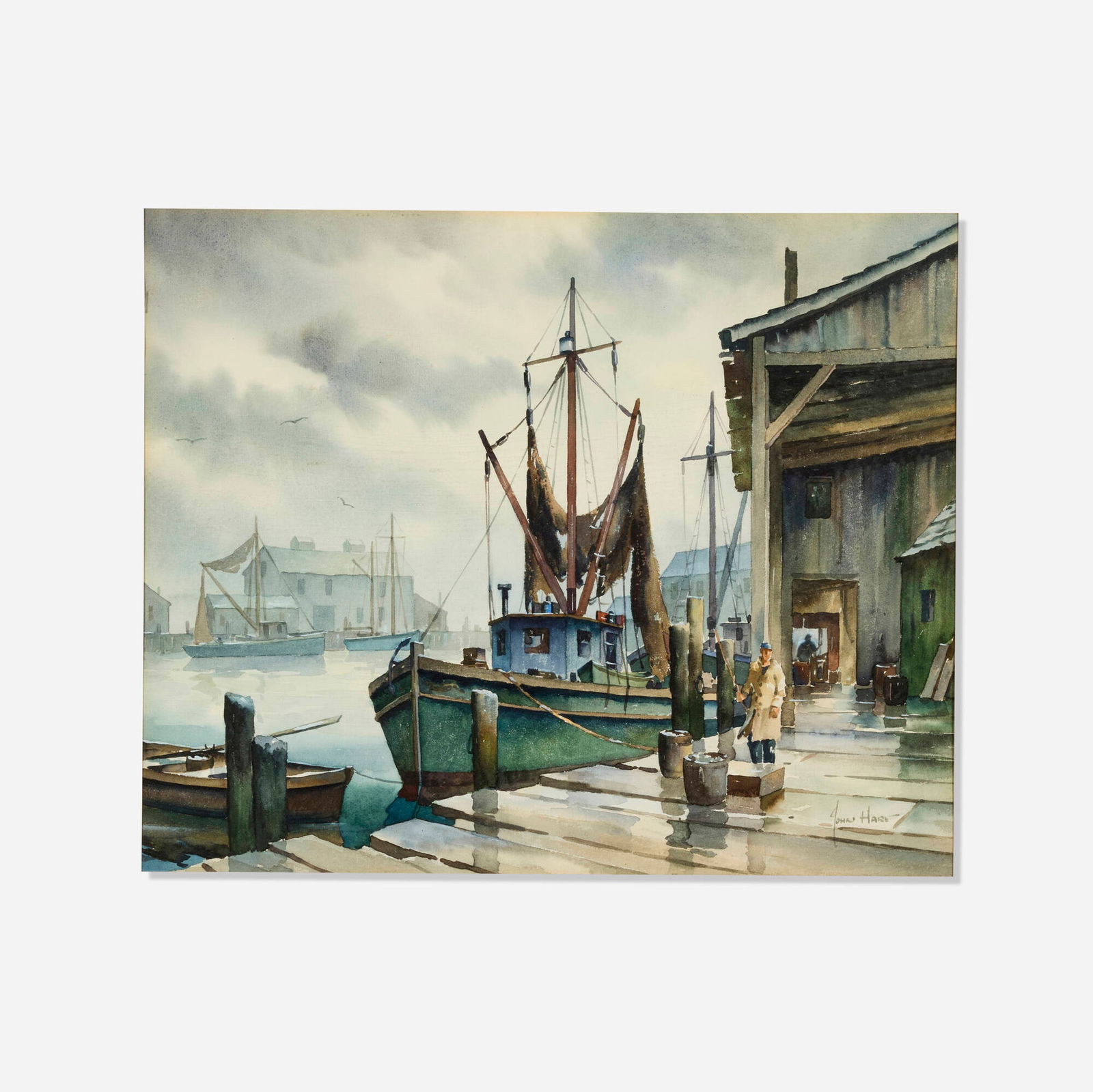 John Cuthbert Hare, Untitled (Harbor Scene with Figures and Boats) (1 of 4)