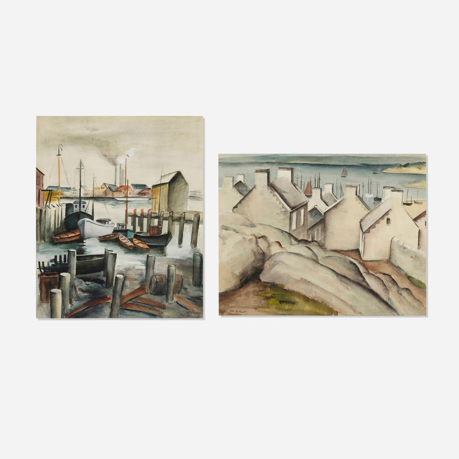 Fritz Kuttner, Treboul; Untitled (Dock Scene) (two works) (1 of 3)
