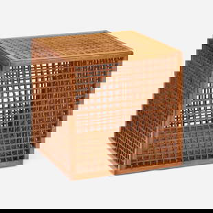 Modern, Lattice cube occasional table: Modern Lattice cube occasional table 20th centuryteak 23.5 h x 23.5 w x 23.5 d in (60 x 60 x 60 cm) This work will ship from Los Angeles, California.