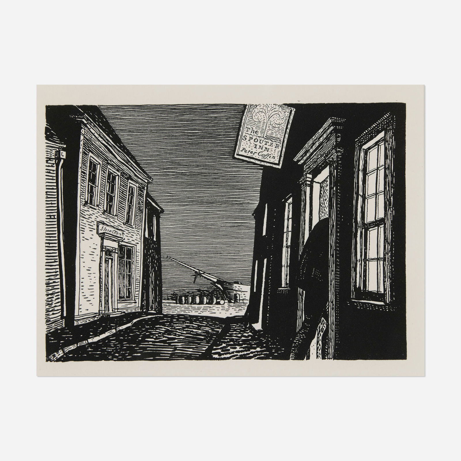 Rockwell Kent, Moby Dick, Chapter III (The Spouter-Inn): Rockwell Kent Moby Dick, Chapter III (The Spouter-Inn) 1930photolithograph image: 3? h × 5¼ w in (10 × 13 cm) sight: 4.375 h x 5.875 w in (11 x 15 cm) This work is from the edition o