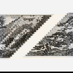 Sven Birger Sandzen, Cliff Dwellings in Frijoles Canyon: Sven Birger Sandzen Cliff Dwellings in Frijoles Canyon 1920lithograph image: 15.875 h x 22.125 w in (40 x 56 cm) sight: 16.625 h x 22.75 w in (42 x 58 cm) Signed, titled and inscribed to lo