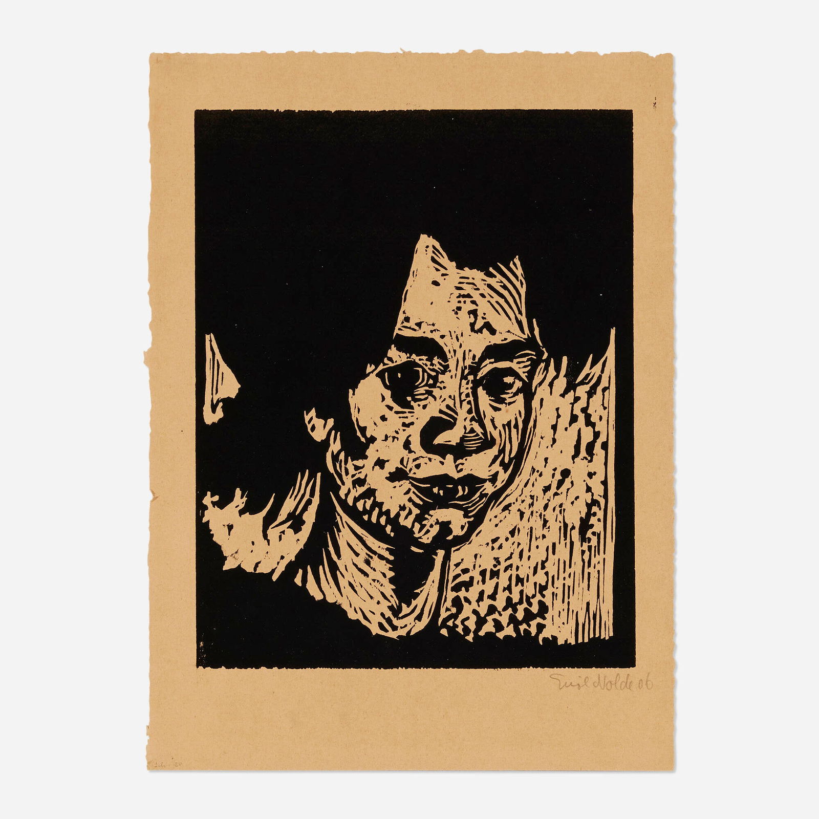 Emil Nolde, Stine: Emil Nolde Stine 1906woodcut image: 11 h x 8.75 w in (28 x 22 cm) sheet: 14.25 h x 10.5 w in (36 x 27 cm) Signed and dated to lower right 'Emil Nolde 06'. This work is from the approximate