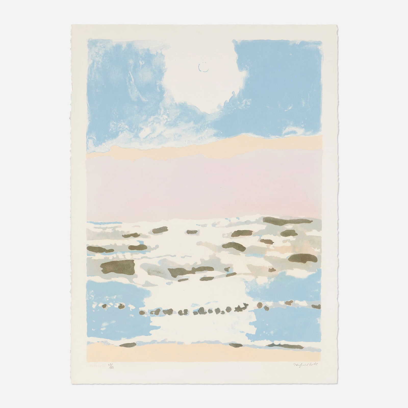 Fairfield Porter, Sun and Sea (from the 1776 USA 1976: Bicentennial Prints portfolio): Fairfield Porter Sun and Sea (from the 1776 USA 1976: Bicentennial Prints portfolio) 1975/1976lithograph in colors on Arches image: 26.75 h x 19.5 w in (68 x 50 cm) sheet: 30 h x 22.25 w in (76 x
