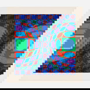 Victor Vasarely, Viva: Victor Vasarely Viva 1978screenprint in colors image: 31 h x 31 w in (79 x 79 cm) sheet: 38.125 h x 38 w in (97 x 97 cm) Signed and numbered to lower edge '61/250 Vasarely'. This work is nu