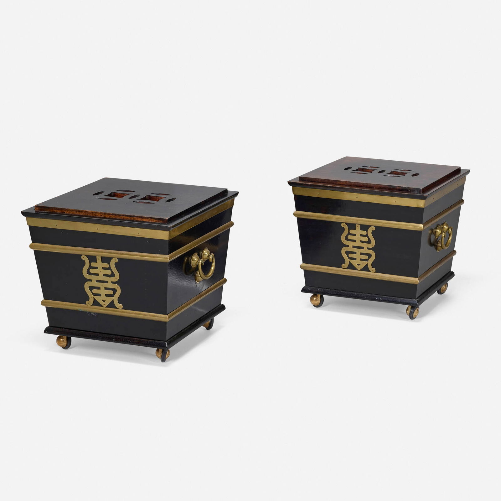 Hollywood Regency, Chinoiserie-style end tables, pair (1 of 3)