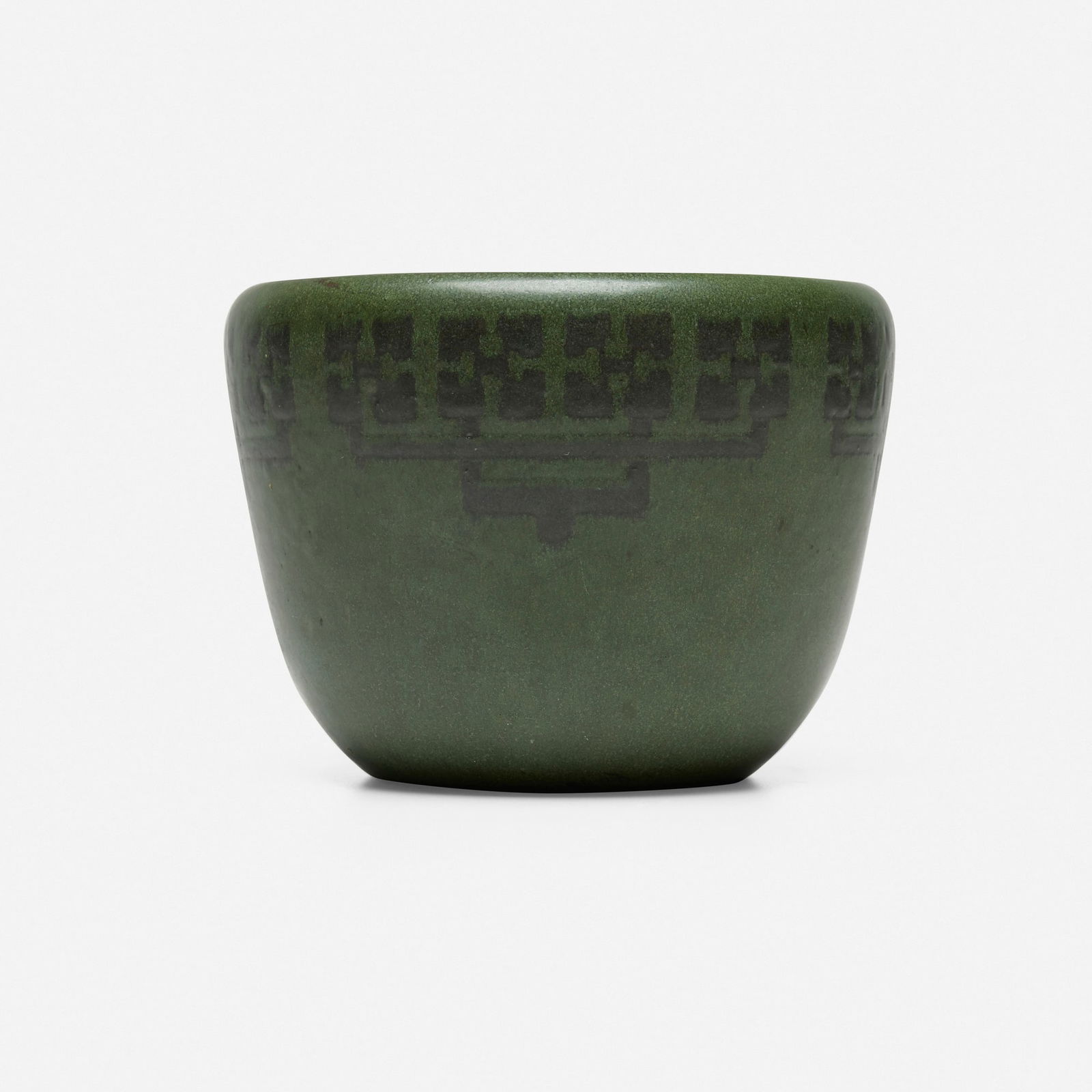 Arthur Hennessey and Sarah Tutt for Marblehead Pottery, Jardiniere with conventionalized blossoms: Arthur Hennessey and Sarah Tutt for Marblehead Pottery Jardiniere with conventionalized blossoms USA, 1908-16glazed earthenware 5.375 h x 7.25 dia in (14 x 18 cm) Impressed manufacturer's mark