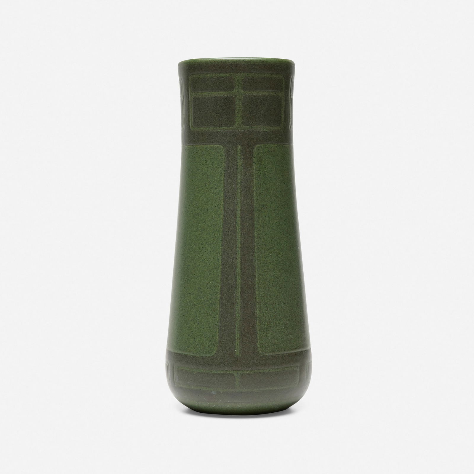 Arthur Hennessey and Sarah Tutt for Marblehead Pottery, Tall vase with conventionalized trees (1 of 3)