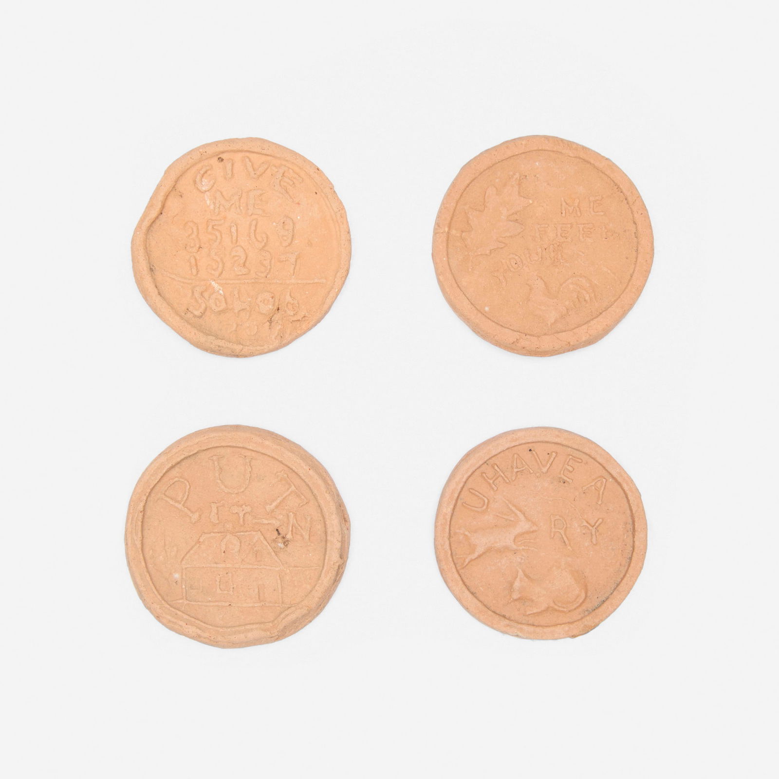 George E. Ohr, Collection of four brothel tokens (1 of 2)