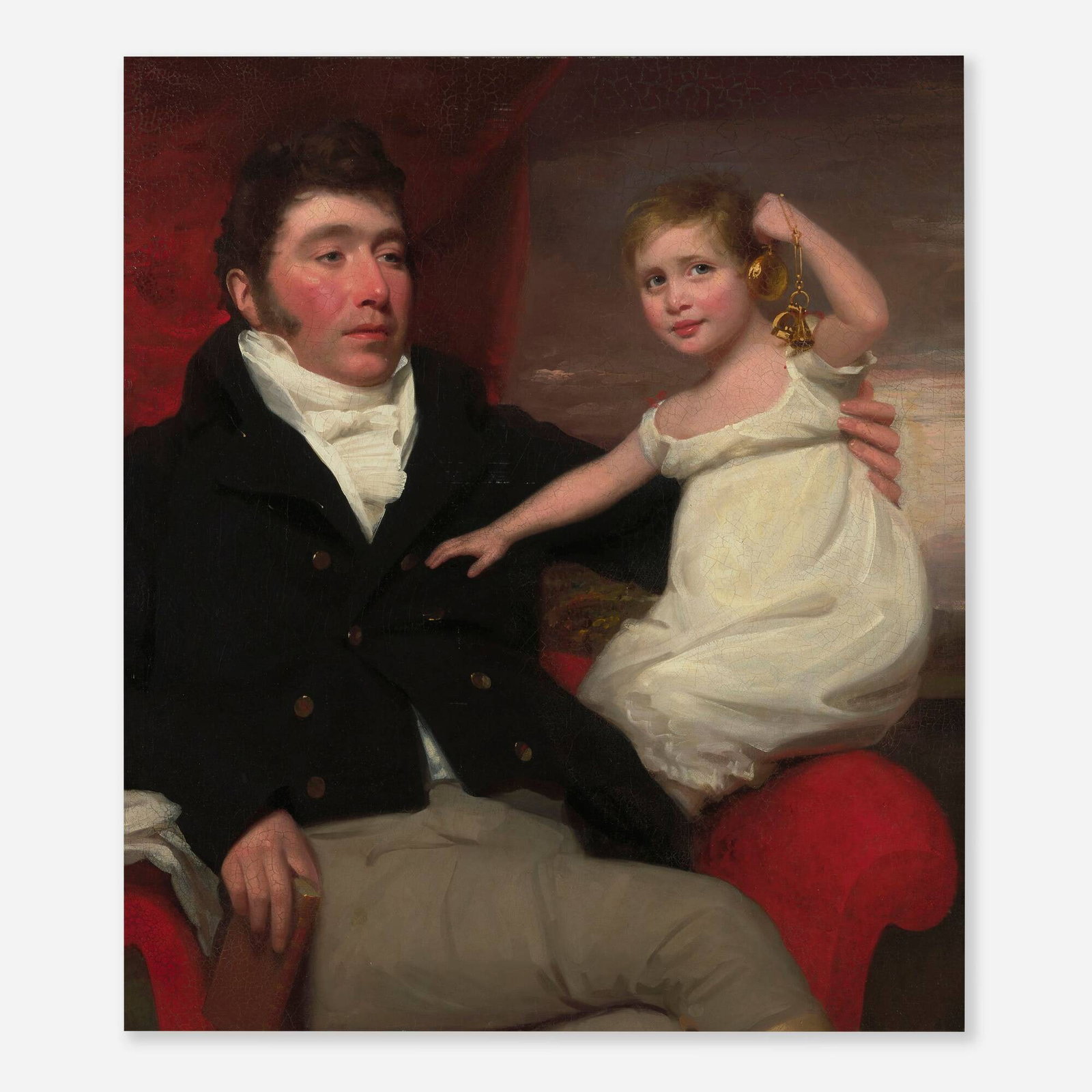 George Watson, attribution, Portrait of Thomas Dallas and his Child: George Watson, attribution Portrait of Thomas Dallas and his Child oil on canvas 37 h x 32 w in (94 x 81 cm) Provenance: Collection of Dorothy Dallas, Burnaby, British Columbia, Can