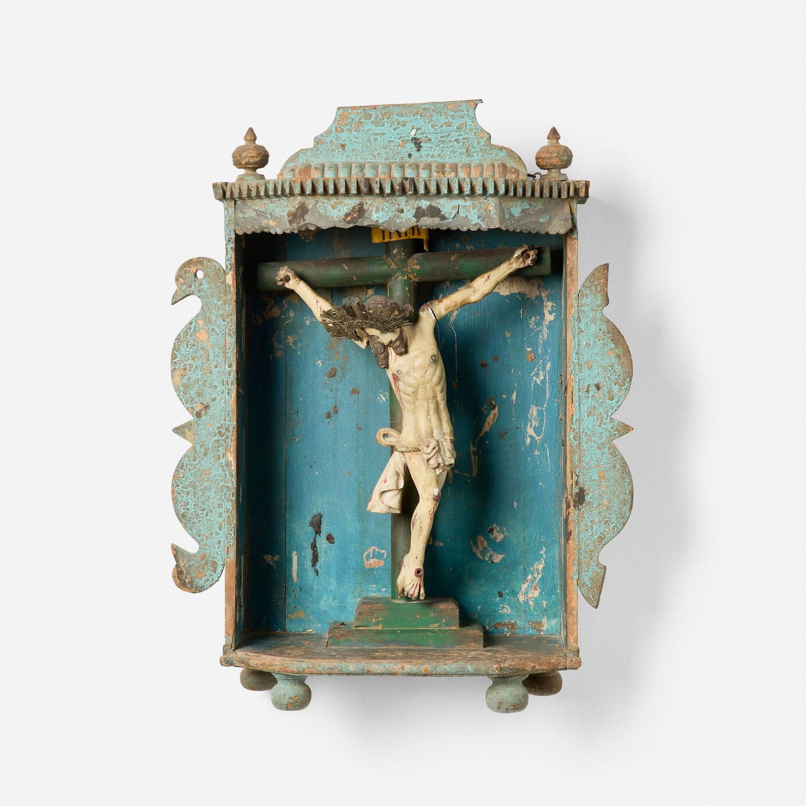 South American, Spanish Colonial crucifix in reliquary box (1 of 3)