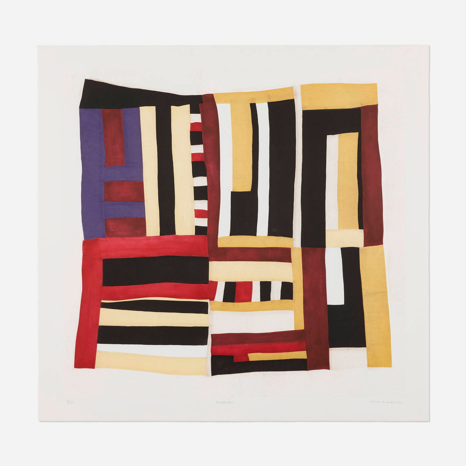 Mary Lee Bendolph, Snaggletooth: Mary Lee Bendolph Snaggletooth 2020softground etching, spitbite and aquatint in colors on BFK Rives image: 34 h x 35.5 w in (86 x 90 cm) sheet: 38.5 h x 39.75 w in (98 x 101 cm) Signed, tit