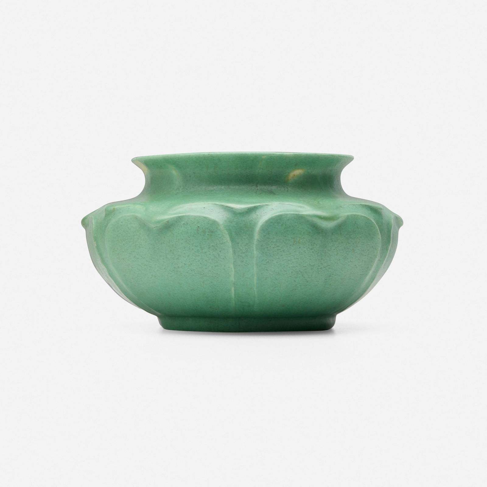 Ruth Erickson for Grueby Faience Company, Vase with overlapping leaves (1 of 5)