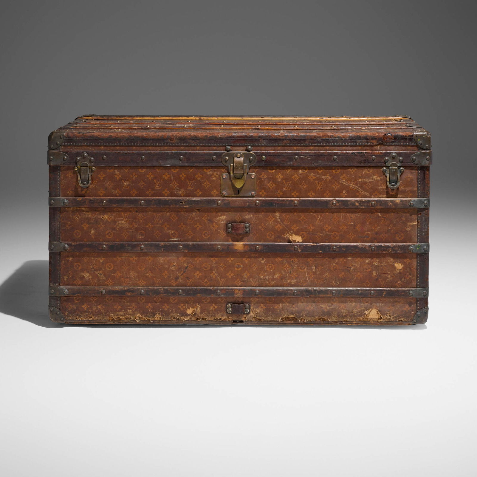 Louis Vuitton, Potter Palmer Jr.'s steamer trunk: Louis Vuitton Potter Palmer Jr.'s steamer trunk France, late 19th centuryvinylized canvas, beech, patinated and brass-plated steel 22.25 h x 45 w x 23 d in (57 x 114 x 58 cm) Potter Palmer Jr.