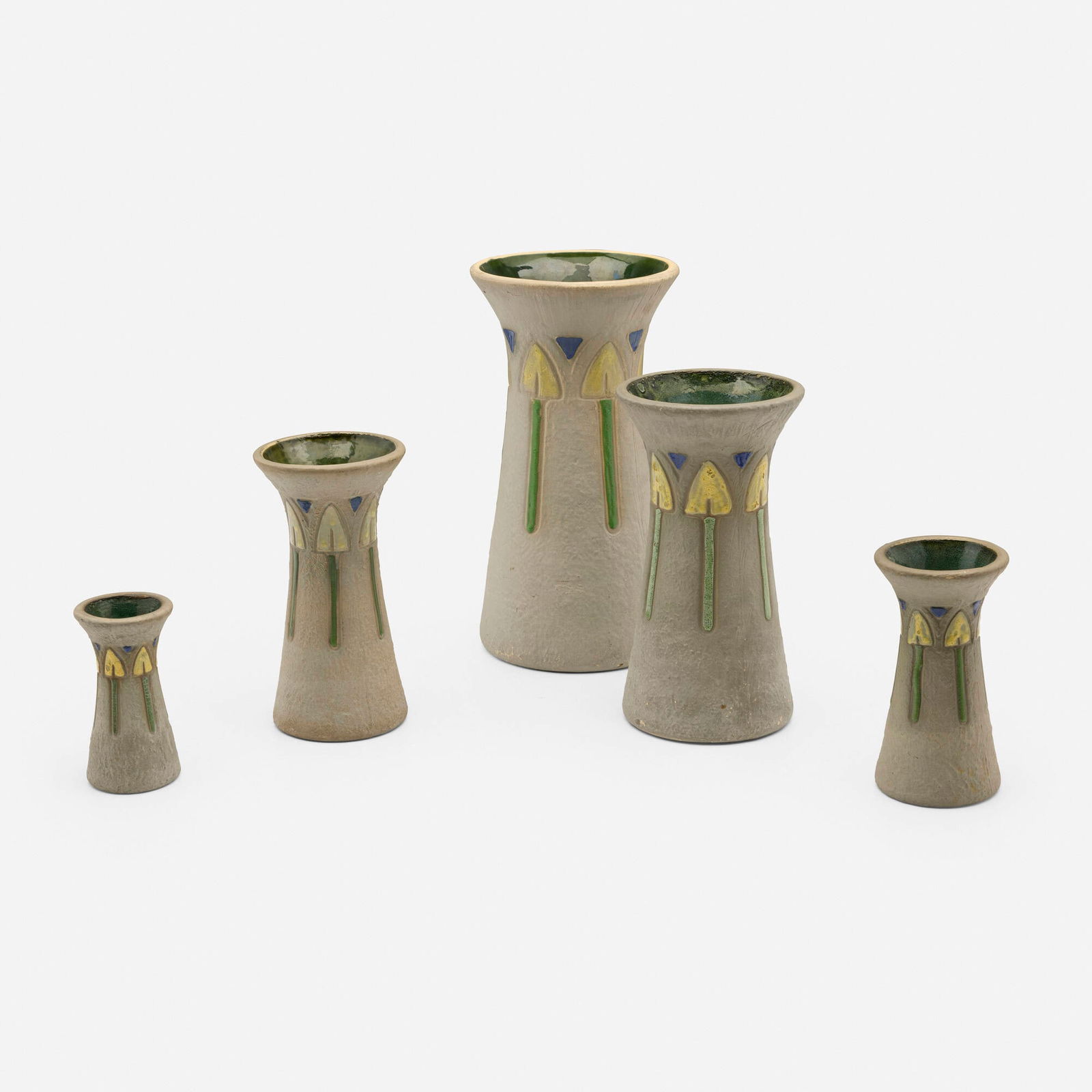 Roseville Pottery, Mostique vases, set of five (1 of 5)