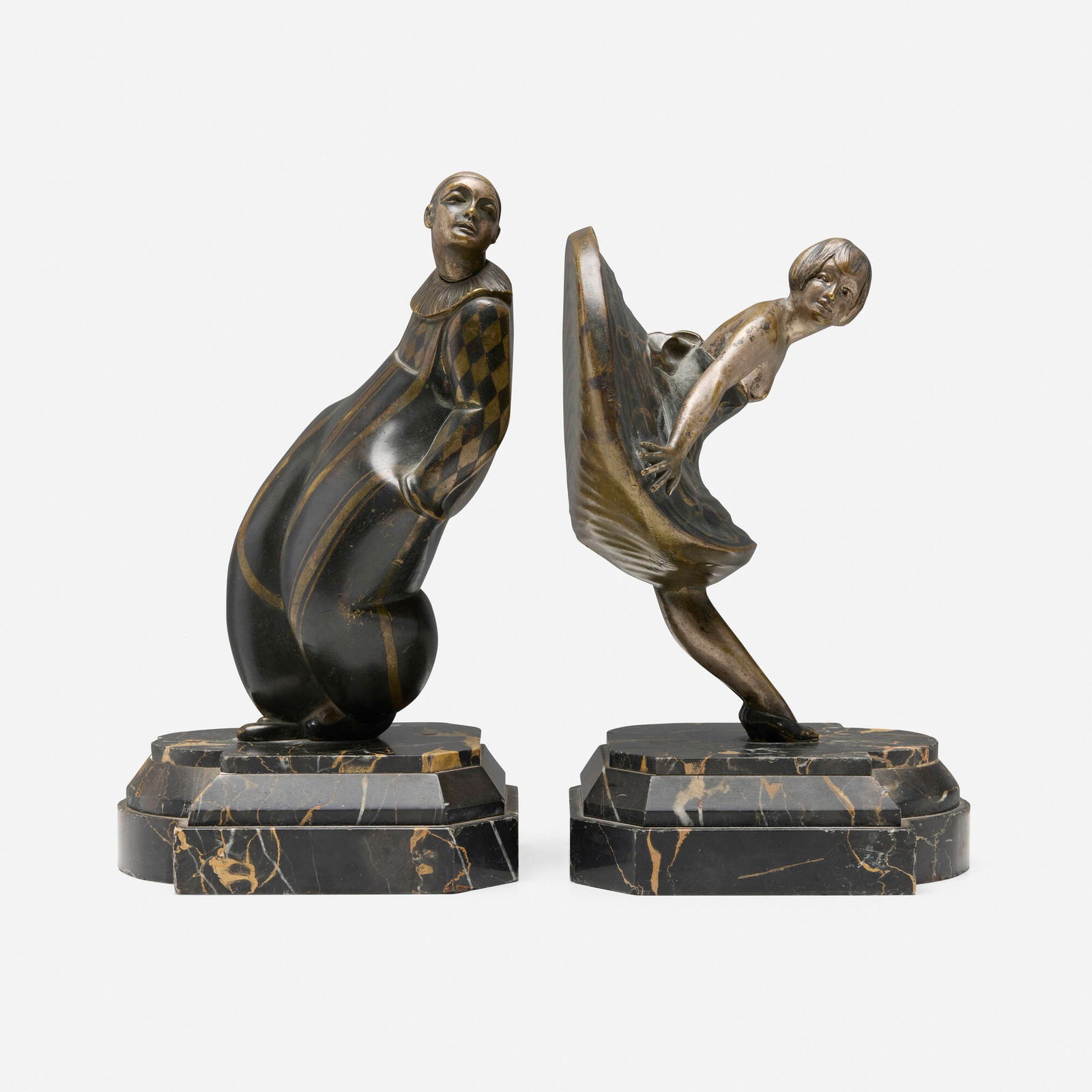 After Alexandre Kelety, Pierrot and Dancer bookends, pair (1 of 4)