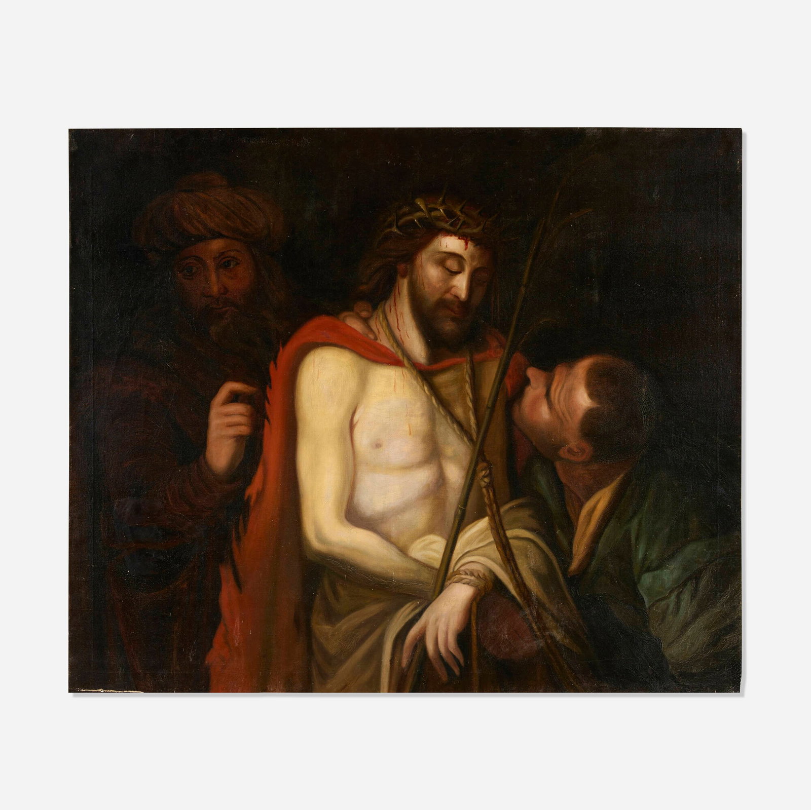 After Vincenzo Campi, The Mocking of Christ: After Vincenzo Campi The Mocking of Christ 18th-19th century oil on canvas 40 h x 47.5 w in (102 x 121 cm) Provenance: Et Caetera, Paris | Property from a Rancho Mirage Collect