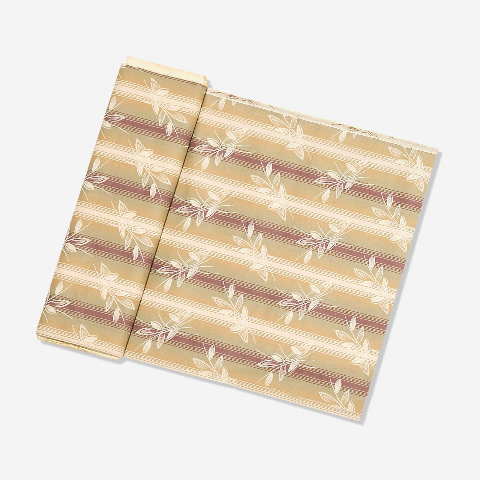 Josef Hoffmann, Textile with foliage: Josef Hoffmann Textile with foliage Wiener WerkstatteAustria, early 20th centurycotton 47 w x 194 l in (119 x 493 cm) Printed mark to bolt board 'Jos. Hoffmann'. Embossed paper manufactu