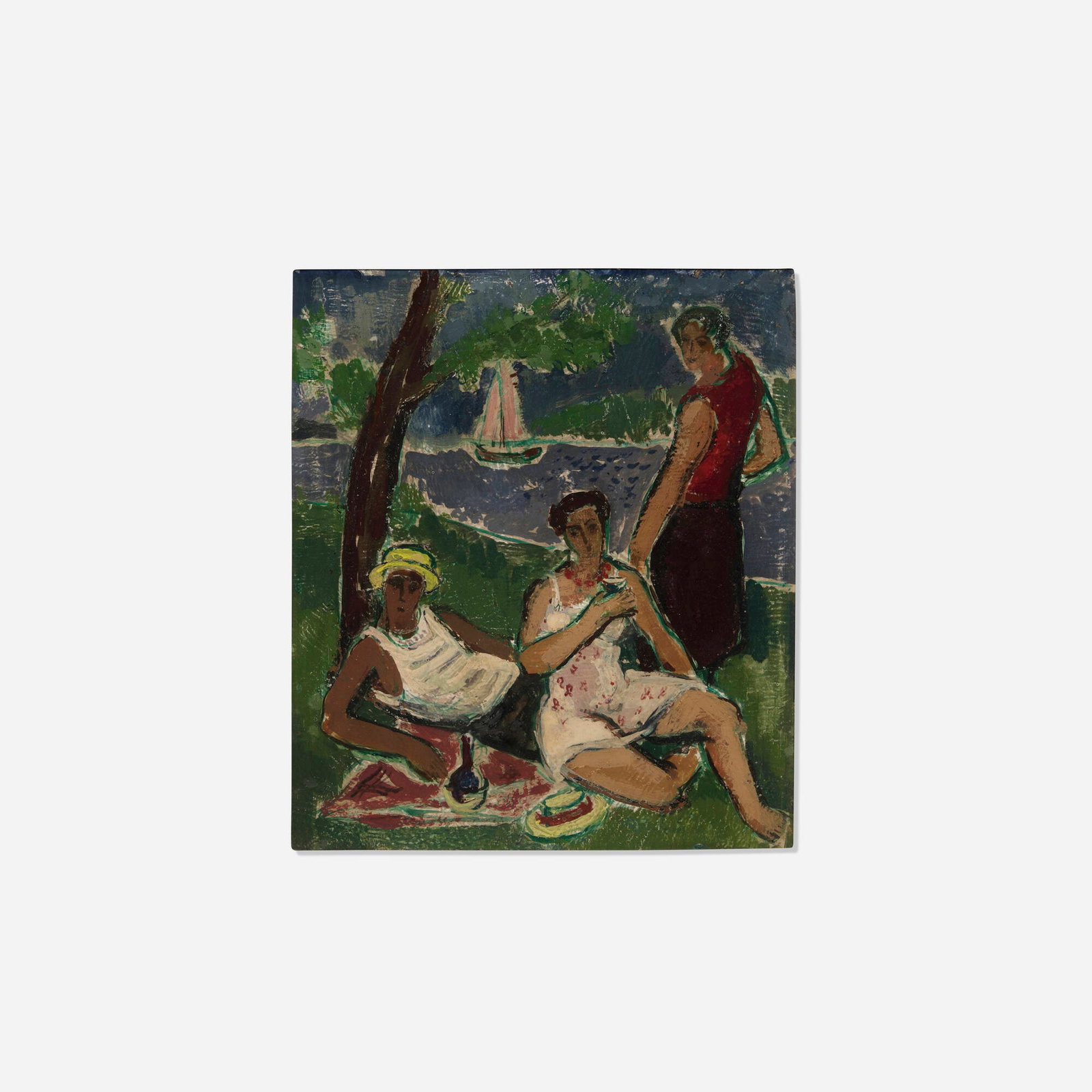 Francis Chapin, Luncheon on the Grass: Francis Chapin Luncheon on the Grass oil on Masonite 7.75 h x 6.75 w in (20 x 17 cm) Provenance: Collection of Robert Henry Adams This work will ship from Chicag