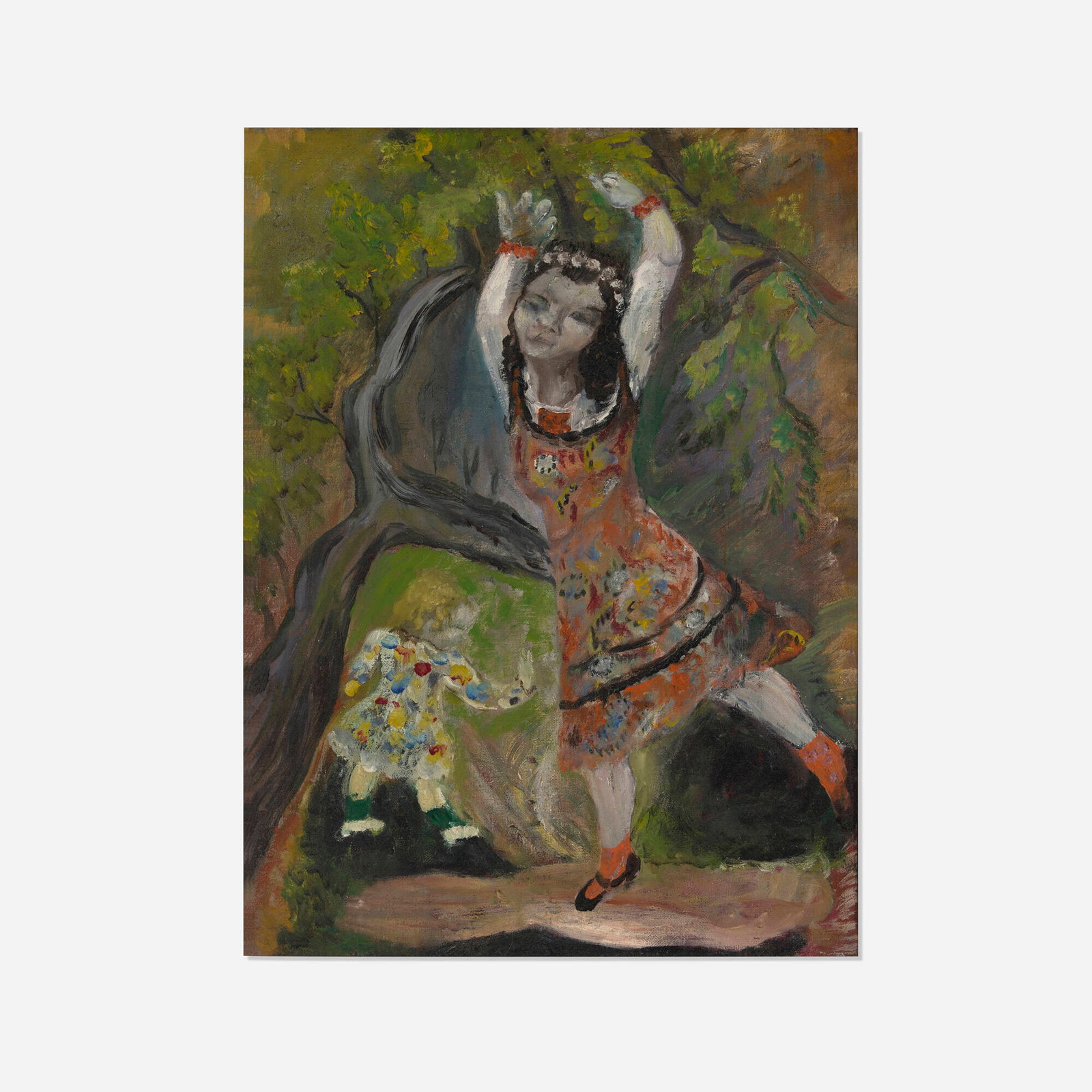 Rifka Angel, Two Girls: Rifka Angel Two Girls c. 1930 oil on canvas 26.5 h x 20.5 w in (67 x 52 cm) Provenance: Collection of Robert Henry Adams This work will ship from Chicago, Illinois.