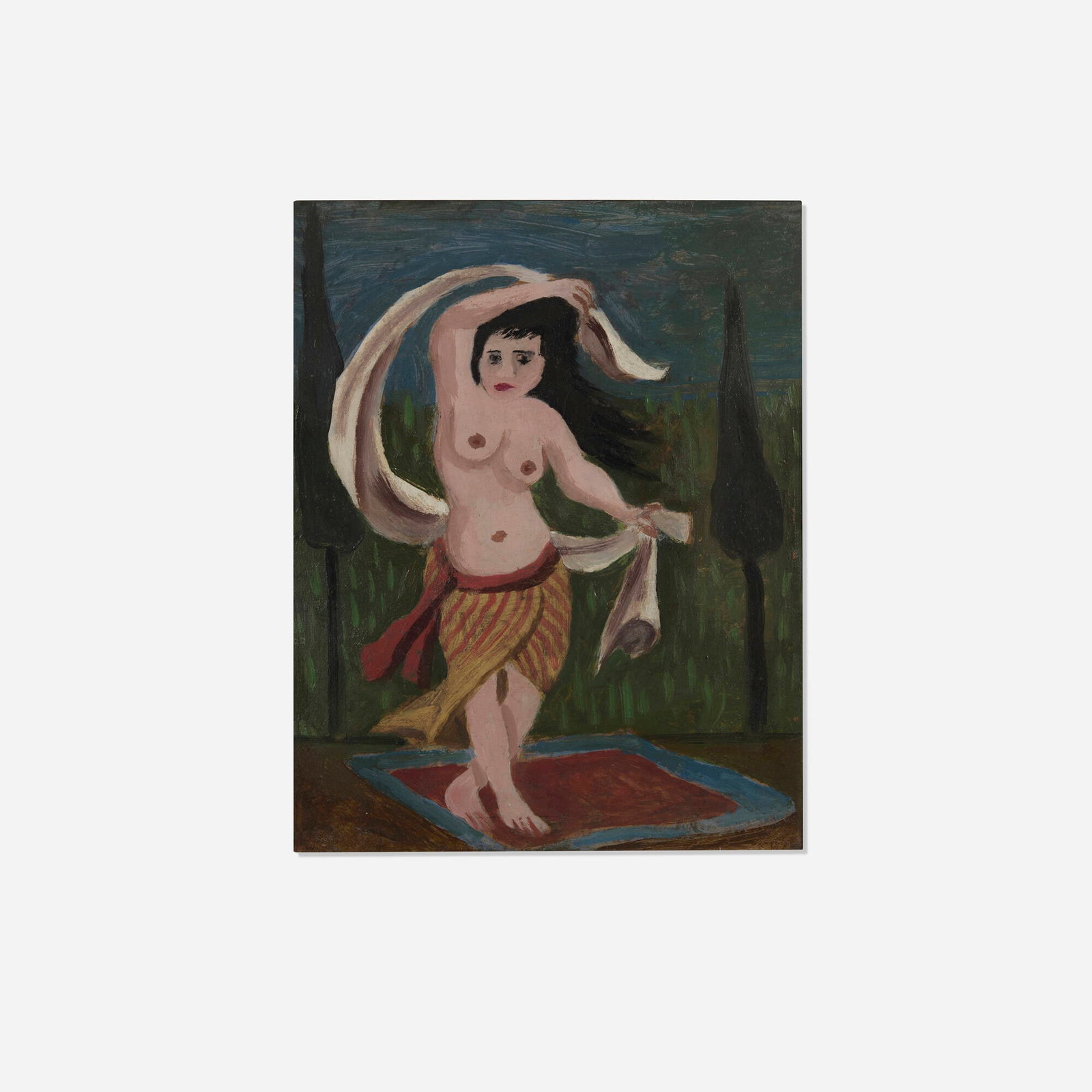 Louis Eilshemius, Nude: Louis Eilshemius Nude oil on board 9.875 h x 7.875 w in (25 x 20 cm) Partial signature to lower right 'Eilshemius'. Provenance: Collection of Robert Henry Adams This work will ship from