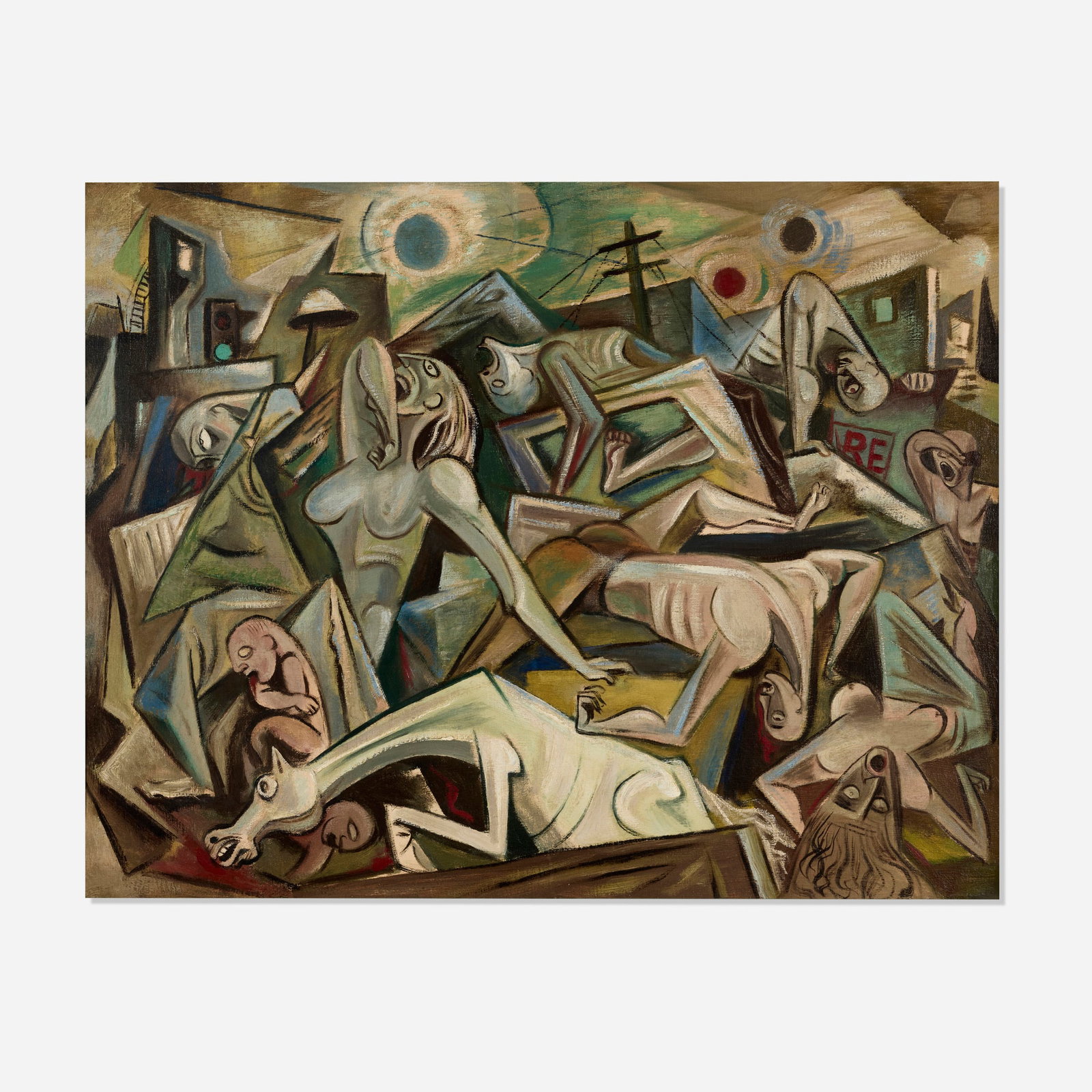 Charles Malcolm Campbell, After Guernica: Charles Malcolm Campbell After Guernica oil on canvas 28 h x 36 w in (71 x 91 cm) Provenance: Neal Auction, New Orleans, LA, Mid-Century, Modern, Contemporary Art & Design, 8 December, 2022, Lot