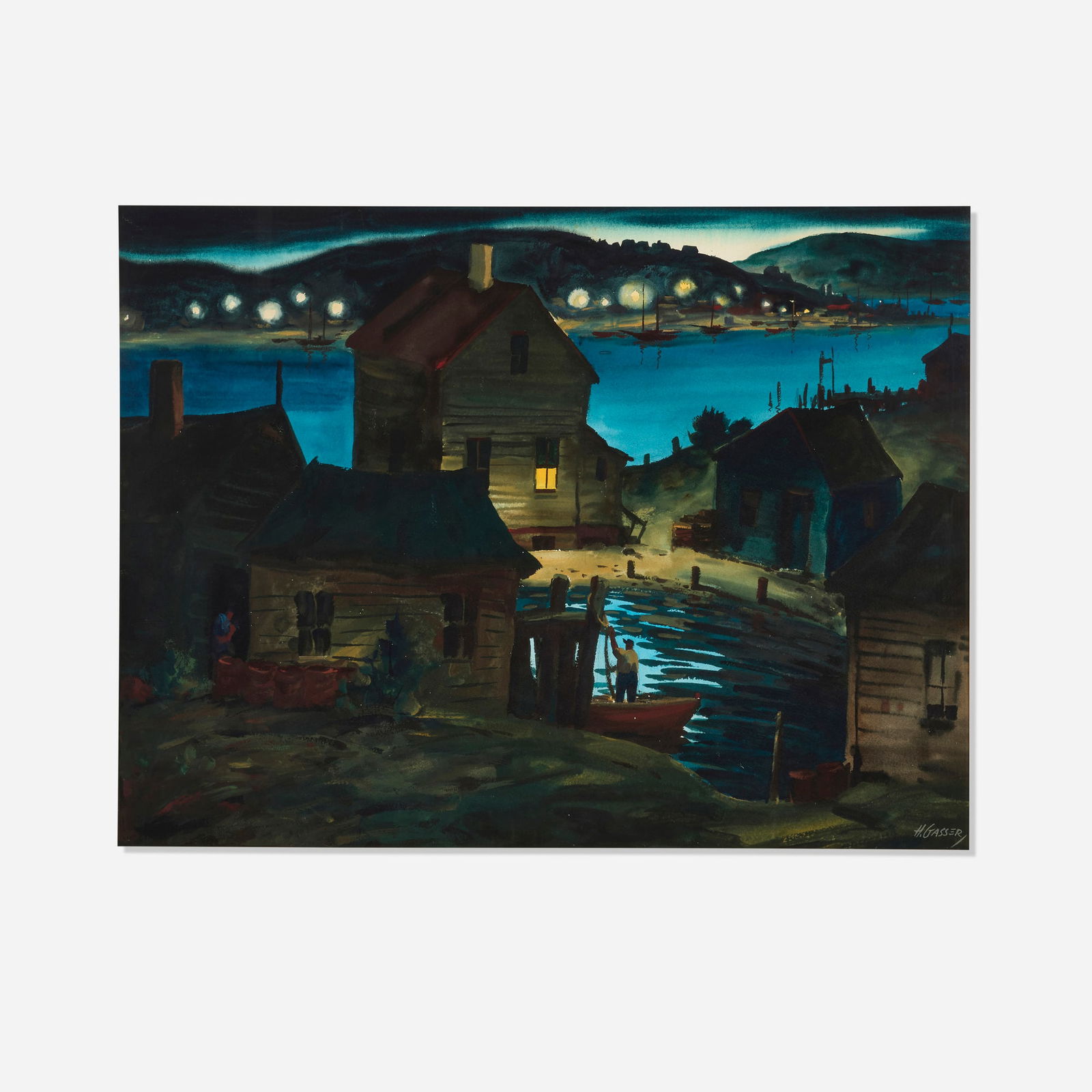 Henry Martin Gasser, Harbor Scene at Night (1 of 4)