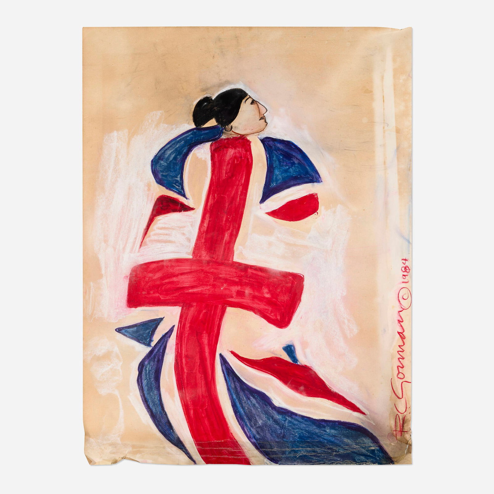 R.C. Gorman, Untitled (Study for Brittania): R.C. Gorman Untitled (Study for Brittania) 1984chalk, pastel and watercolor on paper 40 h x 30 w in (102 x 76 cm) Signed and dated to right edge 'R.C. Gorman ? 1984'. This