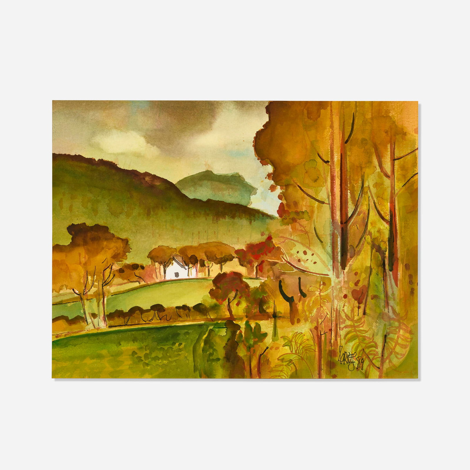 Milford Zornes, Autumn at Arlington Vermont (1 of 4)