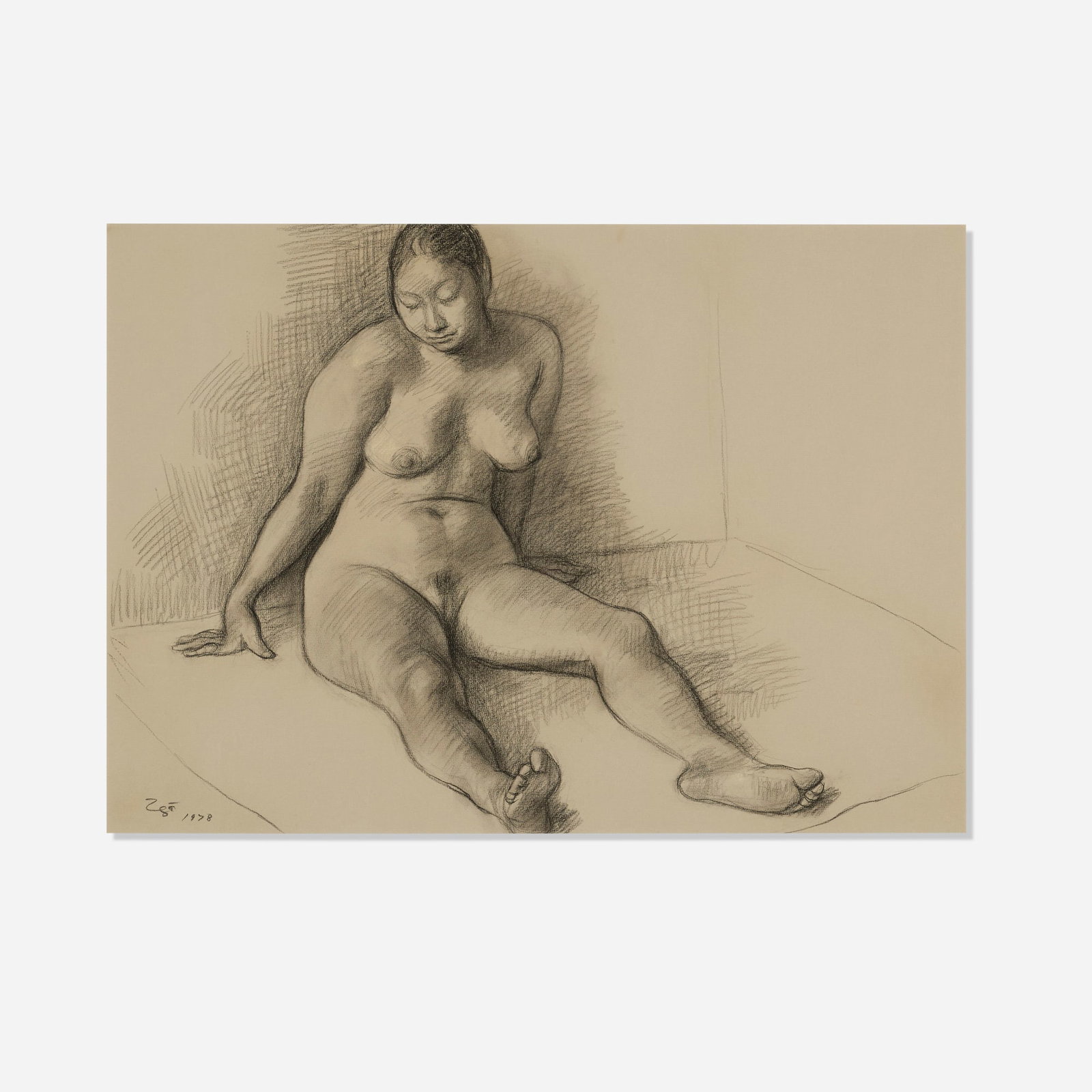 Francisco Zuniga, Untitled (Seated Nude): Francisco Zuniga Untitled (Seated Nude) 1978charcoal on paper sight: 19.25 h x 27 w in (49 x 69 cm) Signed and dated to lower left 'Zuniga 1978'. This work will be registered in the artist's o