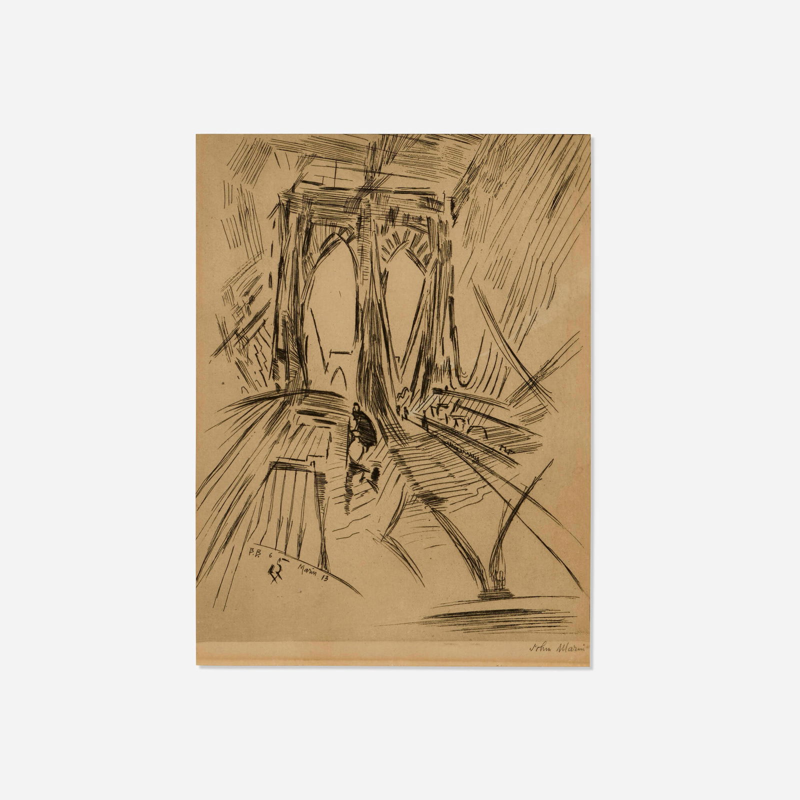 John Marin, Brooklyn Bridge, No. 6 (Swaying) (from Six American Etchings (Series I)) (1 of 4)