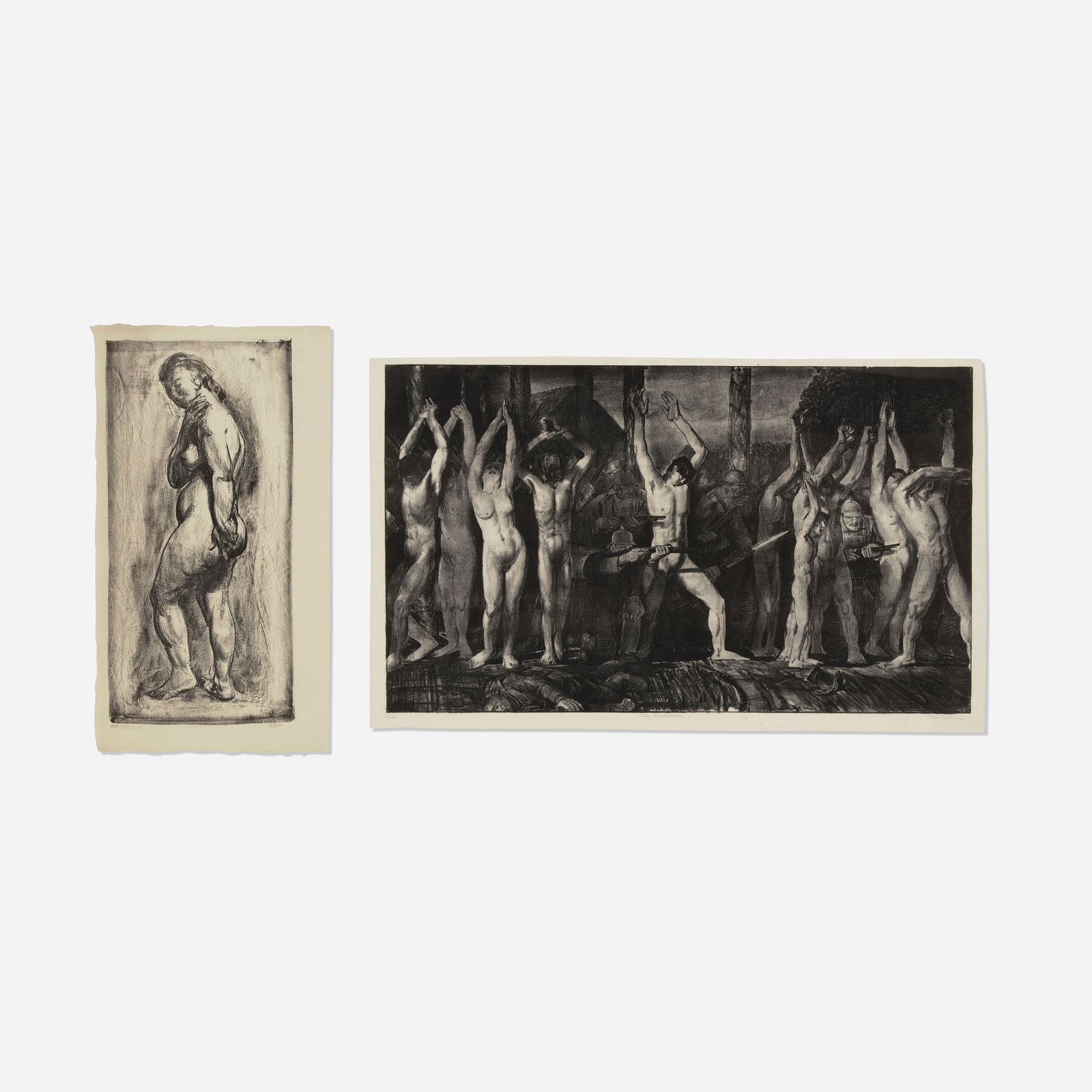 George Bellows, Nude Standing, Side View; The Barricade (two works) (1 of 3)