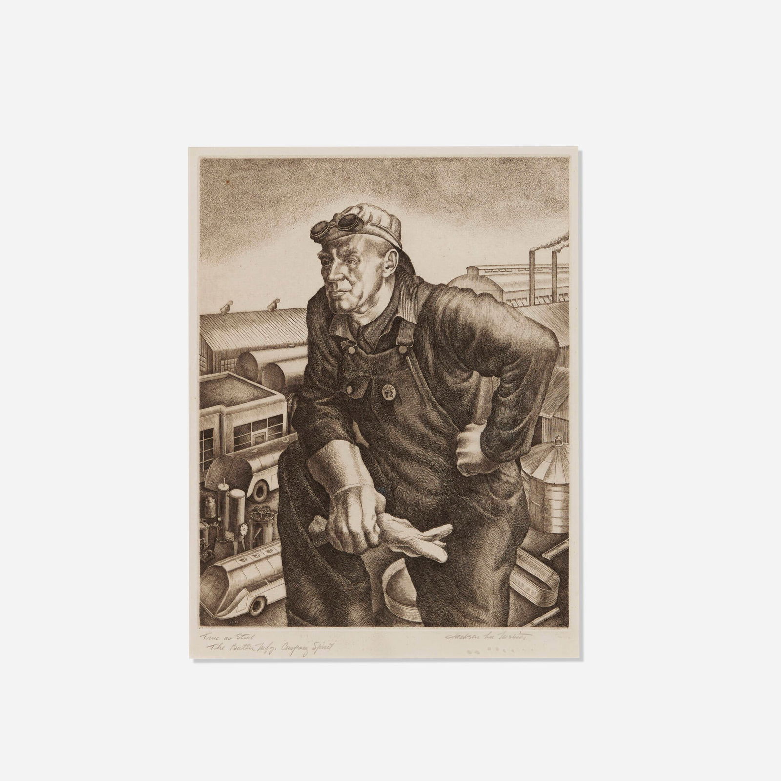 Jackson Lee Nesbitt, The Spirit of Butler: Jackson Lee Nesbitt The Spirit of Butler 1940 etching image: 12.75 h x 10 w in (32 x 25 cm) sight: 13.875 h x 10.625 w in (35 x 27 cm) Signed and inscribed to lower margin 'True as Steel - The