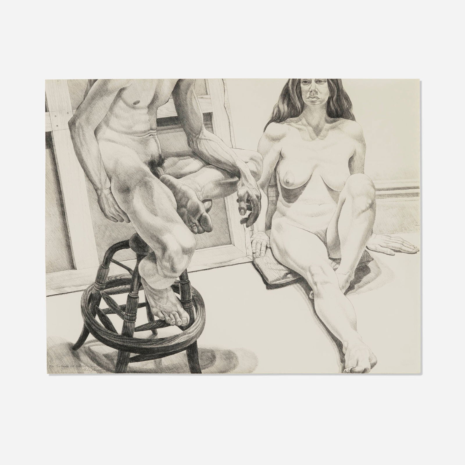 Philip Pearlstein, Two Nudes with Oak Stool and Canvas (1 of 4)