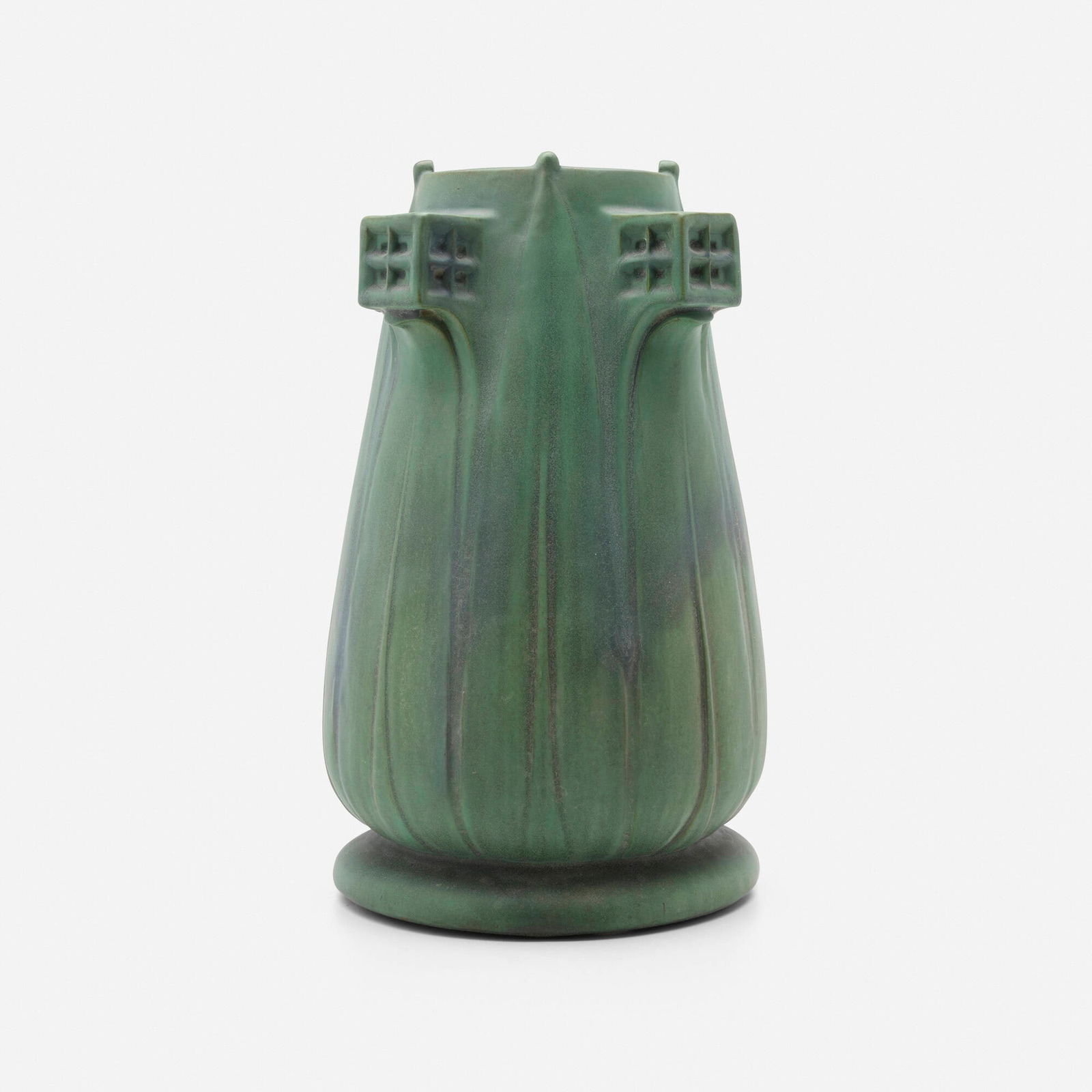 Orlando Giannini for Teco Pottery, Rare vase, model 167: Orlando Giannini for Teco Pottery Rare vase, model 167 USA, c. 1904 glazed earthenware 16.5 h x 11 dia in (42 x 28 cm) Impressed manufacturer's marks and number to underside 'Teco 167'. 