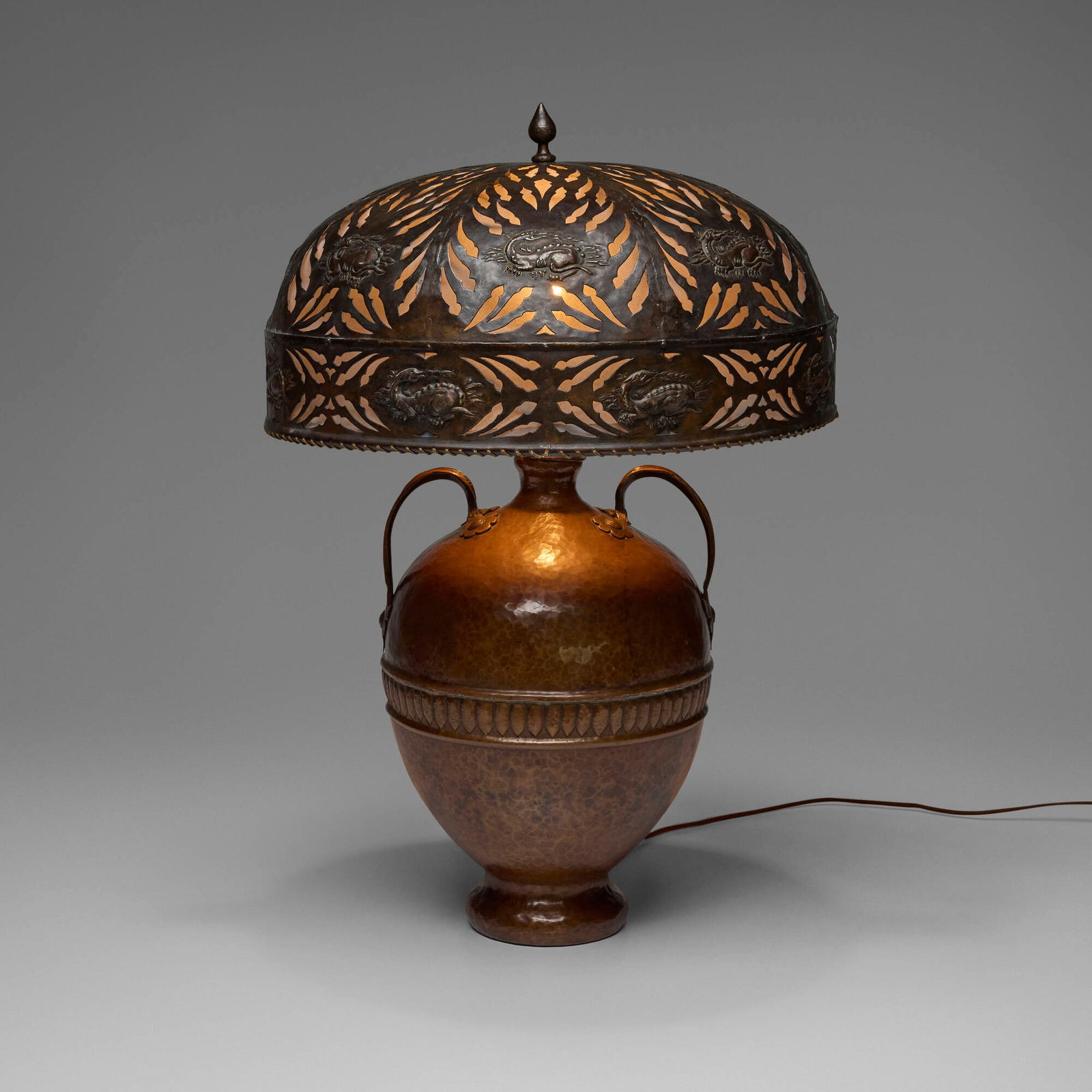 Arts & Crafts, Large Aesthetic Movement table lamp with pierced shade (1 of 4)