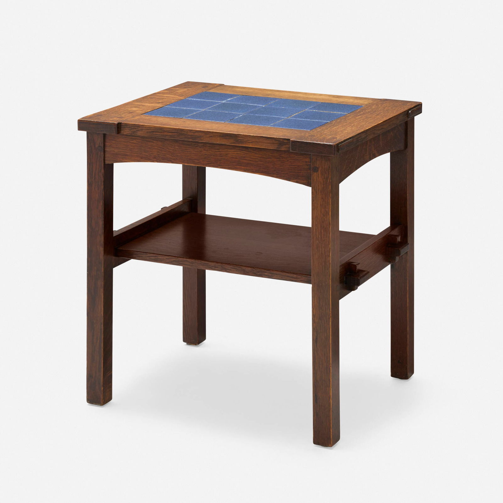 LaMont A. Warner, attribution for Gustav Stickley and Grueby, Early and Rare twelve-tile tea table (1 of 4)